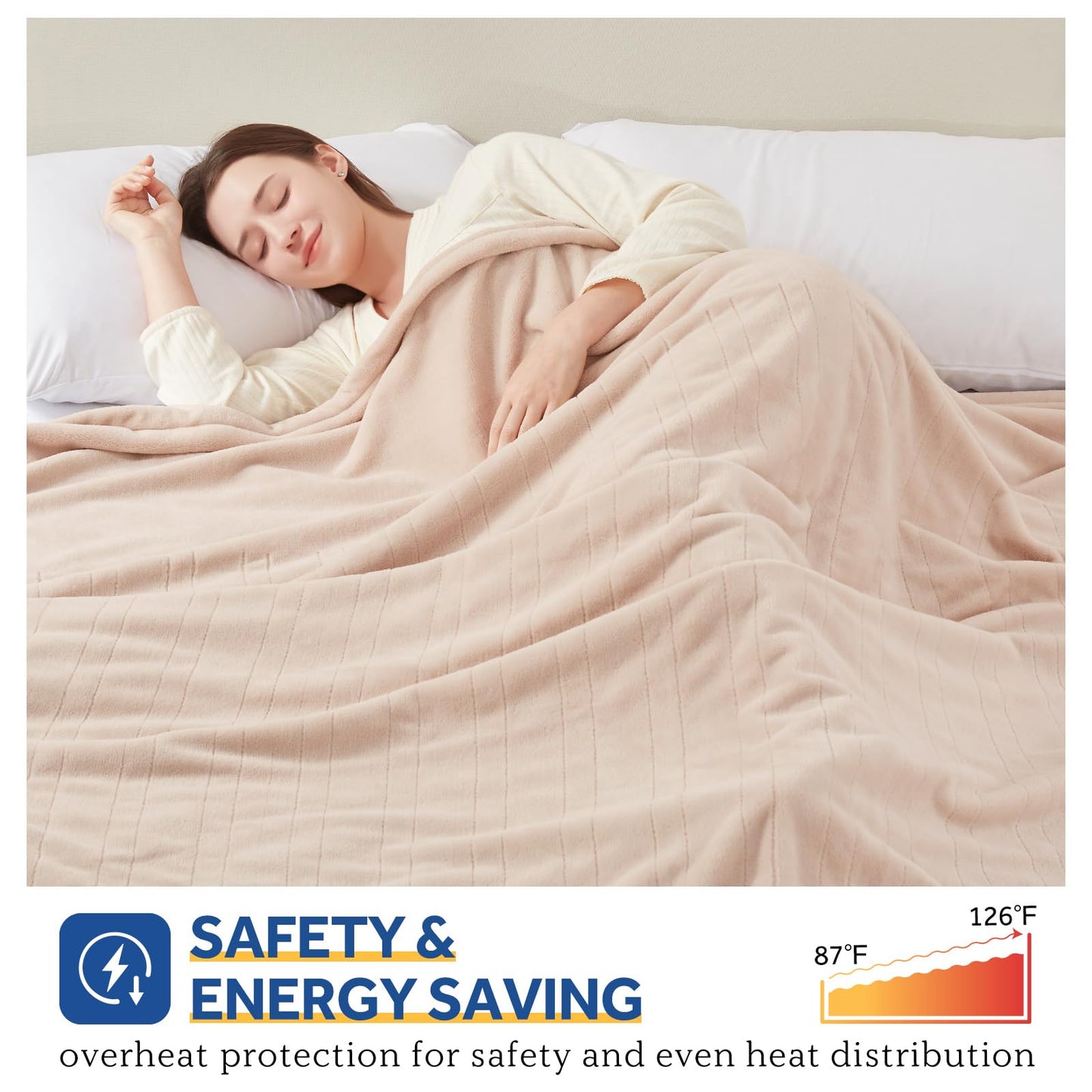 Sealy Heated Electric Blanket Queen Size, Flannel Electric Blanket with 10 Heating Levels & 1-12 Hours Auto Shut Off, Fast Heating Warming Blanket, Machine Washable, Grey, 84 x 90 Inch