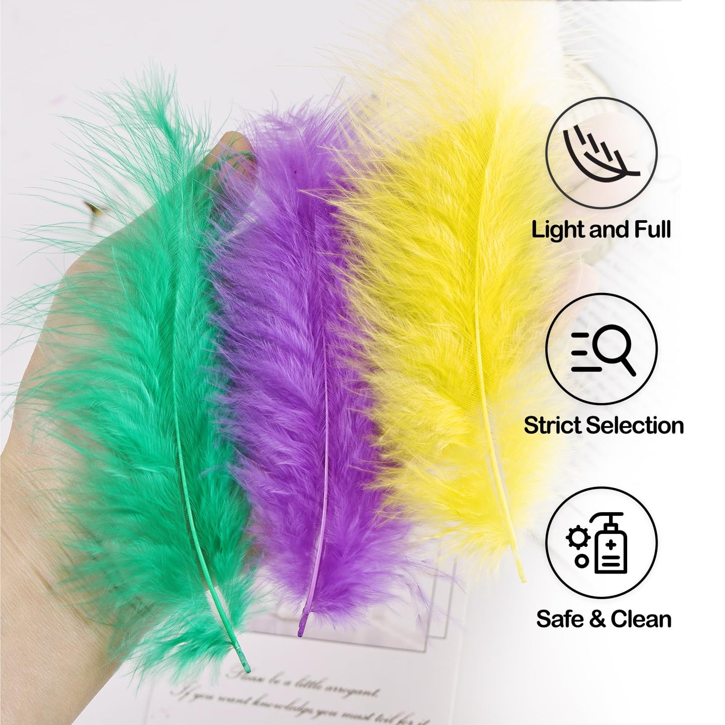 Fluffy Turkey Marabou Feathers 100pcs for Craft Dream Catcher Decoration - 4-7Inches Natural Feathers (Green) BST220