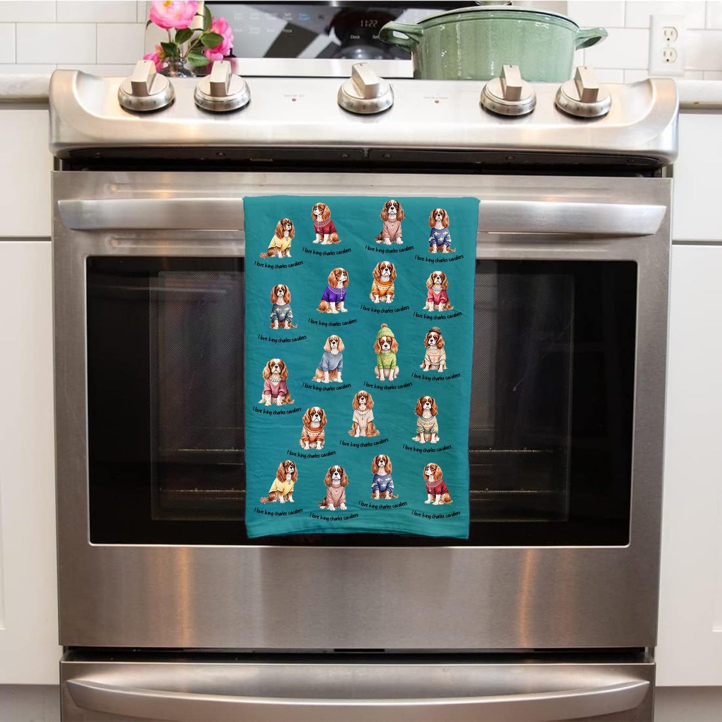Cavalier King Charles Spaniel Gifts for Women, Funny Cute Dog Design Kitchen Towels, Housewarming Dish Tea Hand Towels for Housewarming Decor,Set of 2 BST202