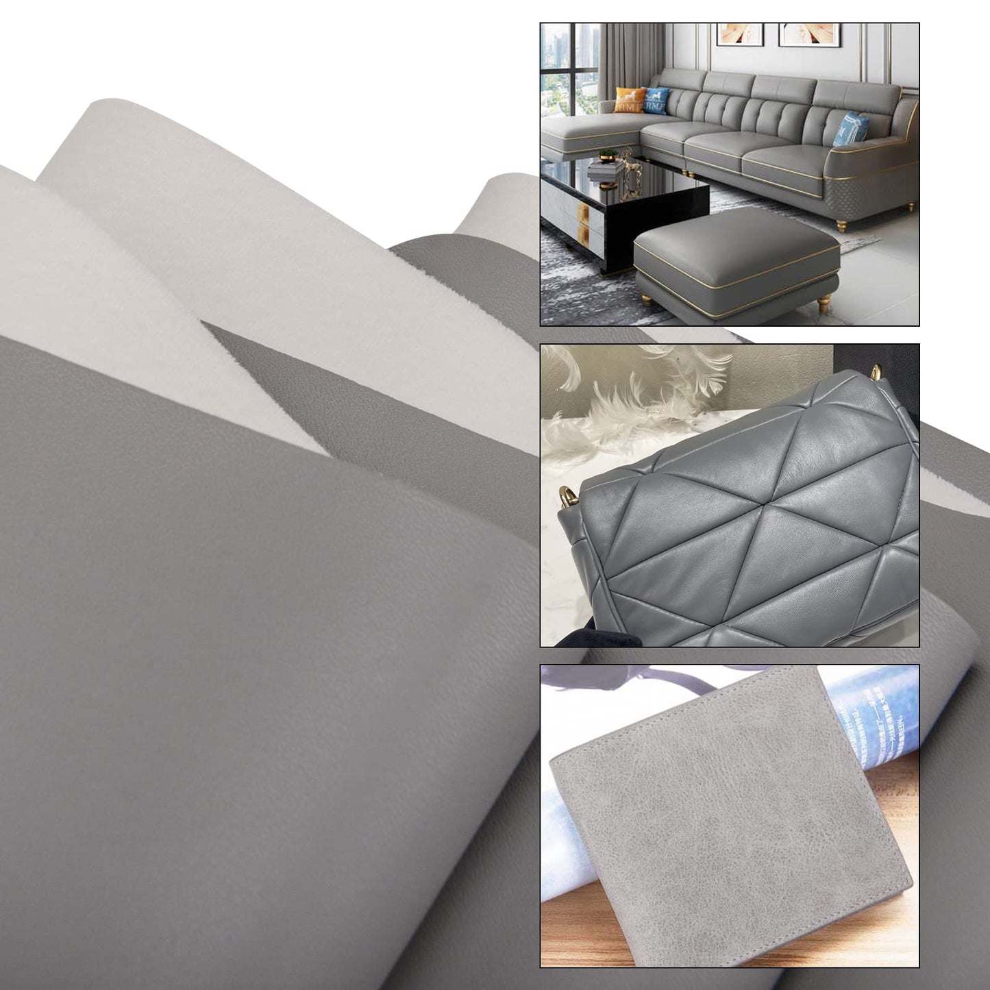 PU Fabric Material 1 Yard 54" x 36" Faux Synthetic Leather Sheets 1.2mm Thick Perfect for Upholstery, DIY Crafts, Hat Making, Hair Crafts Making, Sewing, Shoe Making (Gray) BST220