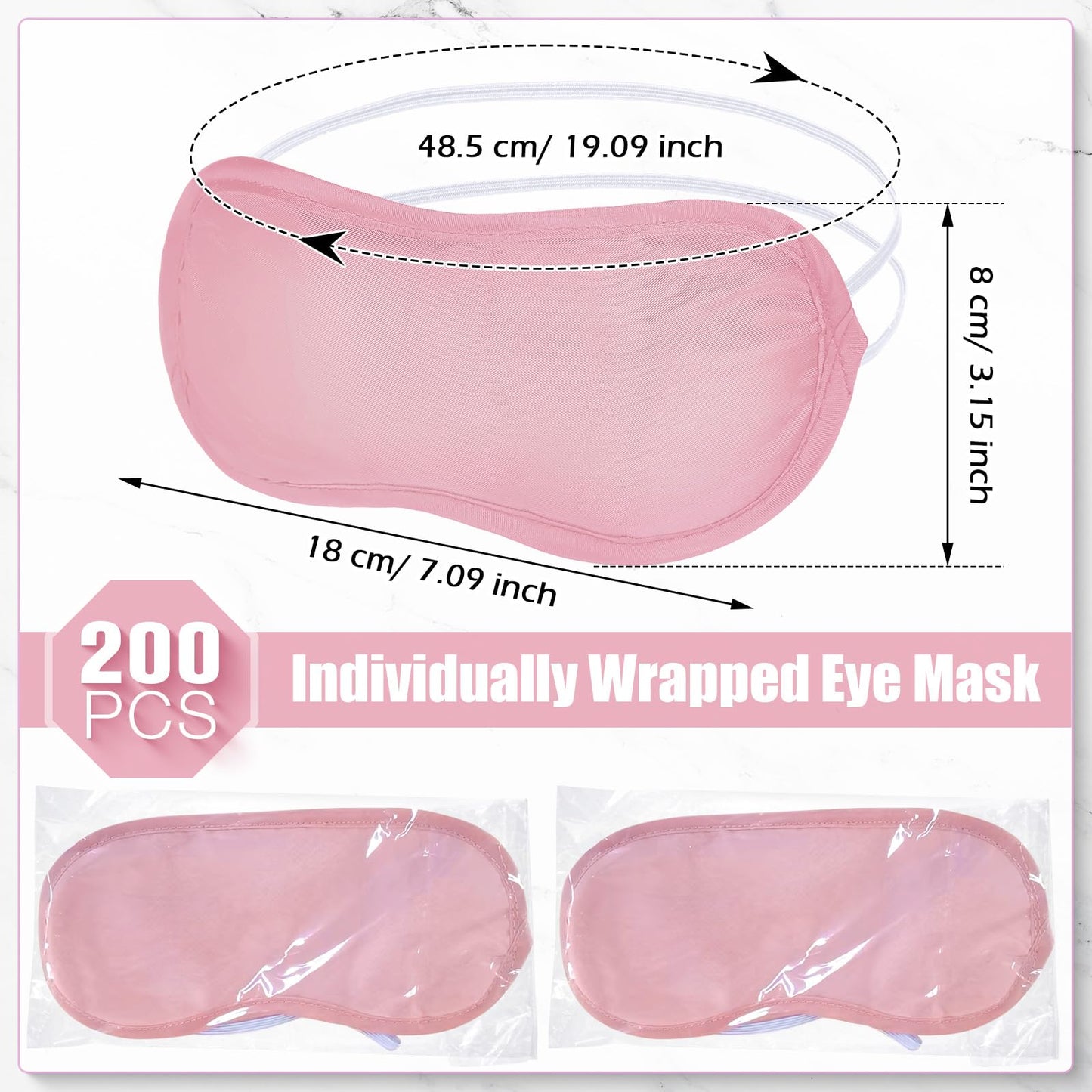 Tarpop 200 Pcs Eye Mask Sleeping Blindfold Eye Cover with Adjustable Strap for Games Party Team Building Travel Individually Wrapped Sleep Mask for Women Men (Blue)