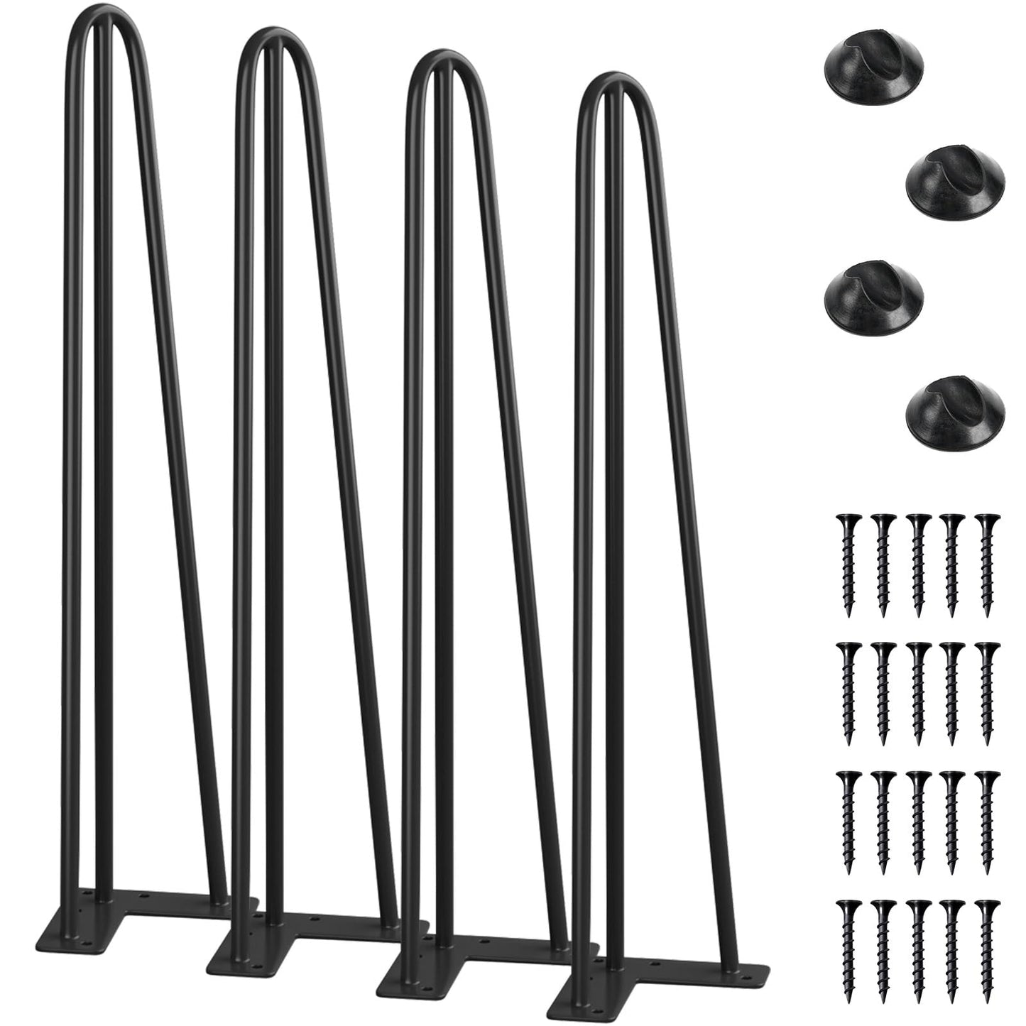 SMARTSTANDARD 16 Inch Hairpin Table Legs, 3 Steel Rods 1/2 Inch Pipe Diameter, 800lbs Load Capacity, Mid-Century Style for Coffee Table, Side Table, Night Stand (Black, 4PCS) BST220