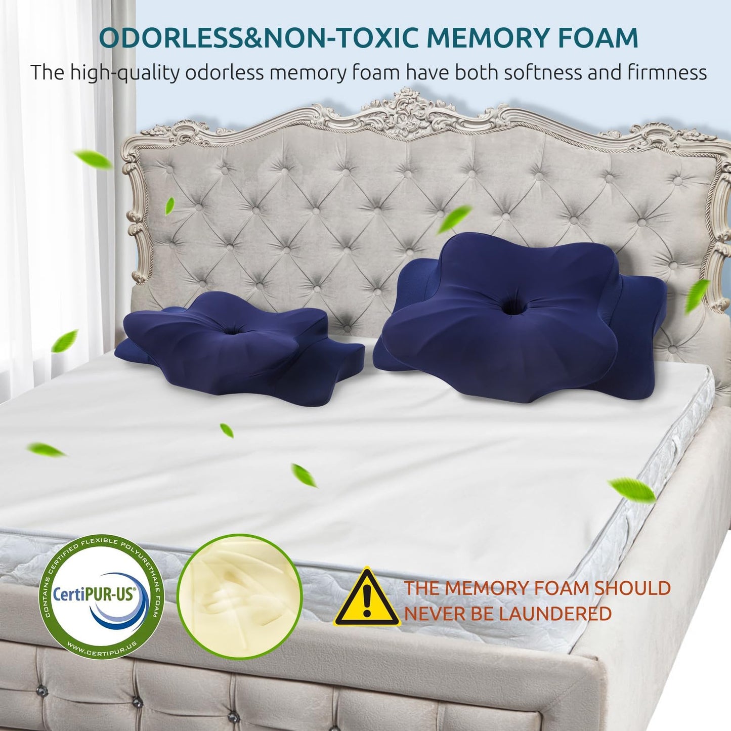 DONAMA Cervical Pillow for Neck and Shoulder,Contour Memory Foam Pillow,Ergonomic Neck Support Pillow for Side Back Stomach Sleepers with Pillowcase-Standard Size BST220