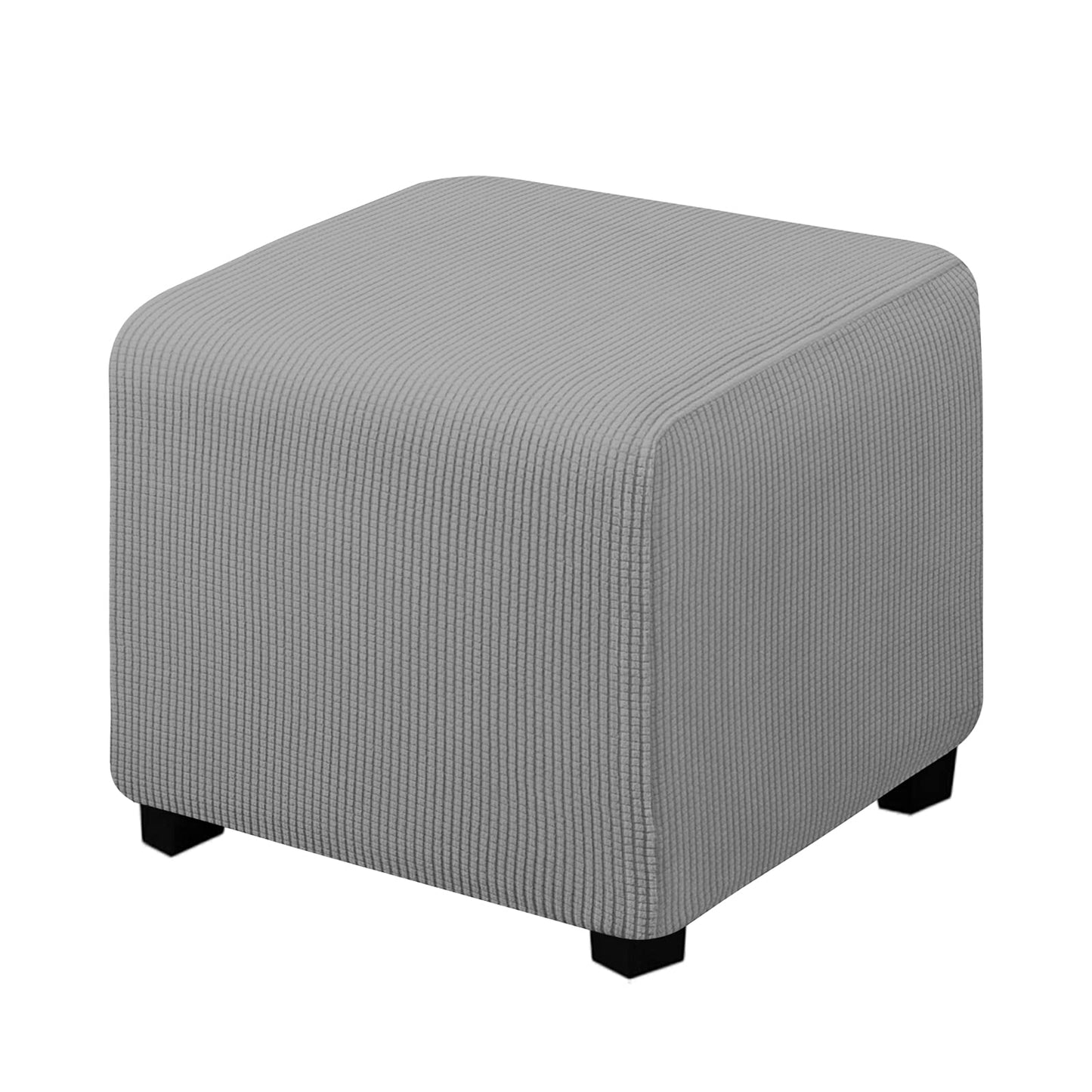 Easy-Going Stretch Square Ottoman Cover 15x15x15inch Dark Blue | Folding Storage Footstool cover Furniture Protector Soft Rectangle slipcover with Elastic Bottom BST202