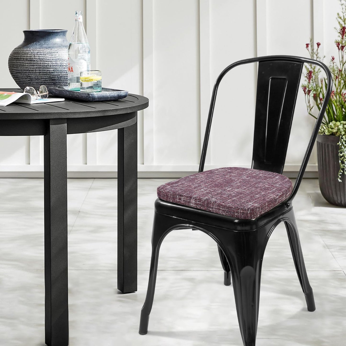 SINOSSO Memory Foam Bar Stool Cushions 4 Pcs, Modern Interwoven Style Magnetic Small Chair Pads Use for Cafe Bistro Stackable Metal Stool (Square, Red, 4) BST220