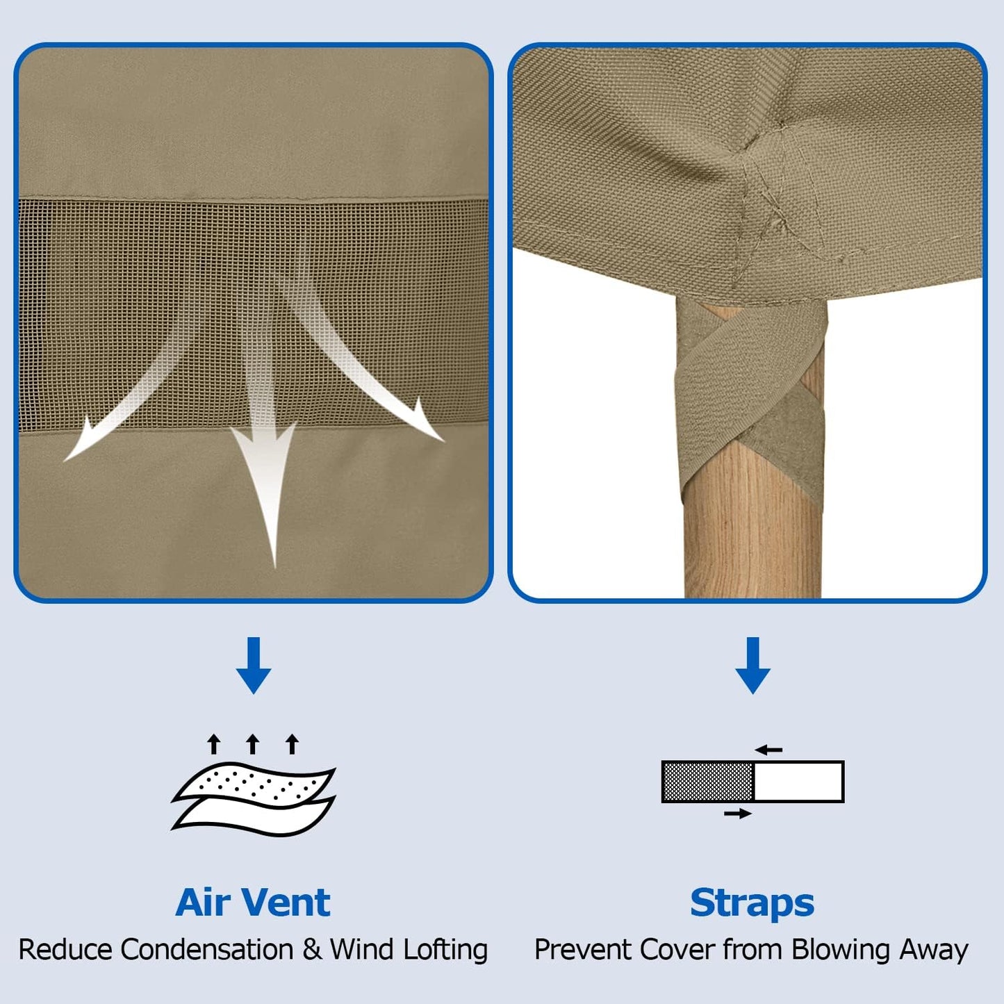 SunPatio Outdoor High Back Chair Covers, Heavy Duty Waterproof Stackable Patio Furniture Covers, All Weather Protection, 2 Pack -27" W x 30" D x 42" H, Taupe