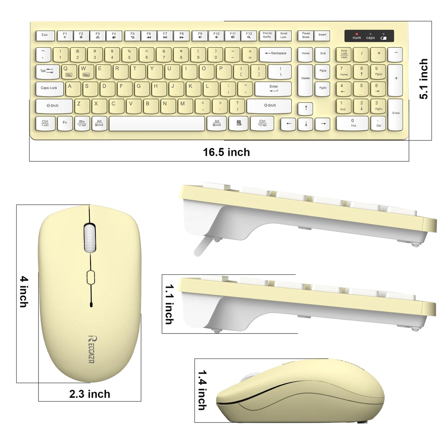 Wireless Keyboard and Mouse Combo, Full-Sized Wireless Keyboard and Adjustable DPI Mouse, 2.4GHz USB Receiver, Silent Keyboard and Mouse for PC, Windows, MAC, Desktop, Laptop (Avocado Green)