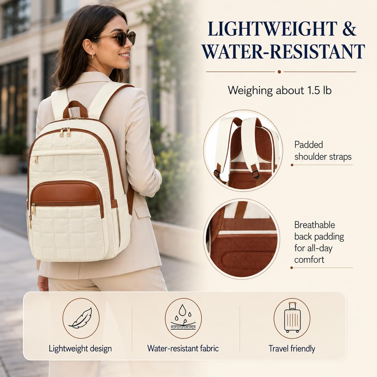 CAMTOP College Backpacks for Women, School Backpack with Insulated Lunch Pocket BST326H