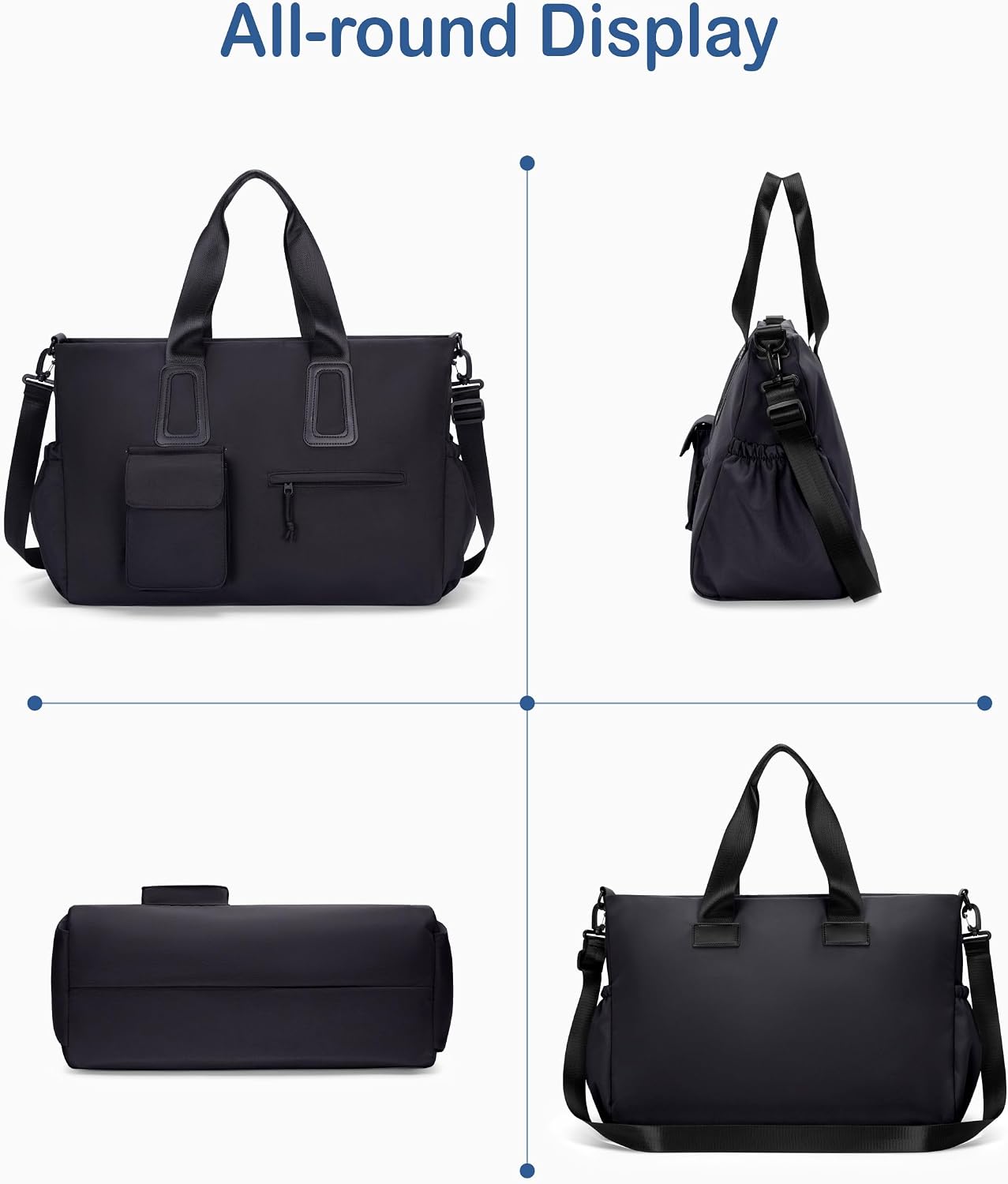 Travel Duffel Bag for Men & Women, Waterproof Overnight Weekender Gym Tote Carry On Luggage with Wet Pocket (Black) BST326H