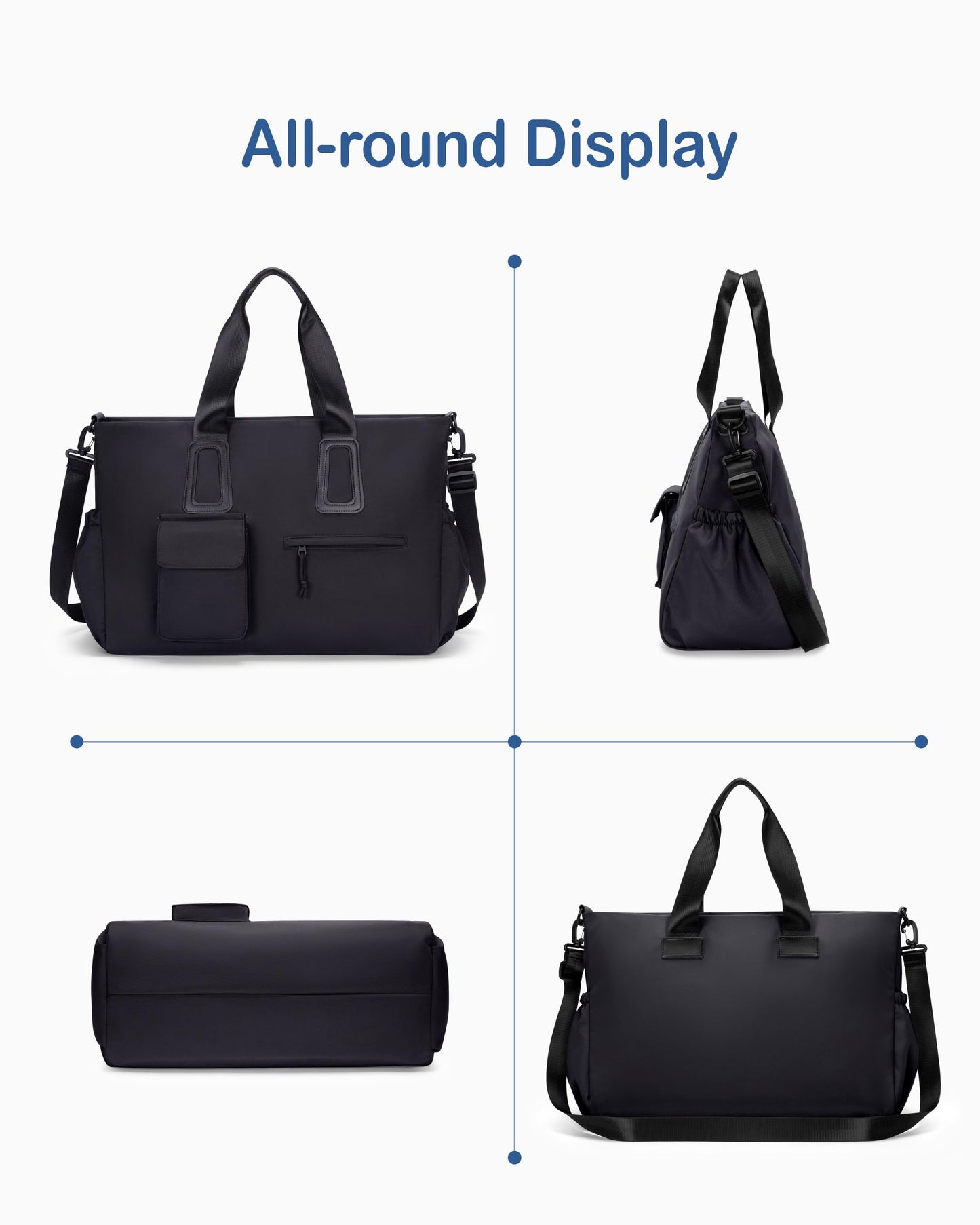 Travel Duffel Bag for Men & Women, Waterproof Overnight Weekender Gym Tote Carry On Luggage with Wet Pocket (Black) BST326H