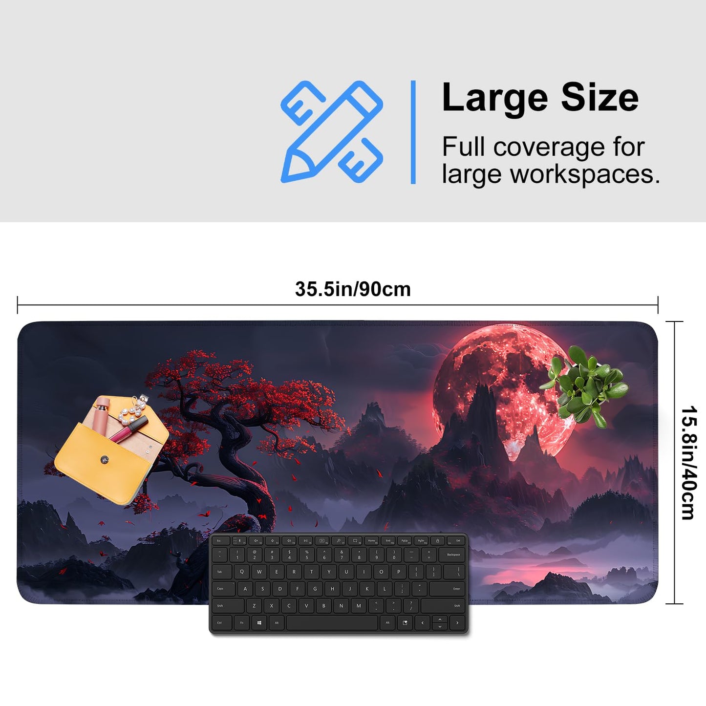 Mouse Pad Gaming Mousepad 31.5 x 11.8in Large Mouse Pad for Keyboard and Mouse with Anti-Slip Rubber Base, Keyboard Pad XL Mouse Mat for Home and Office,Snowy Forest WN420