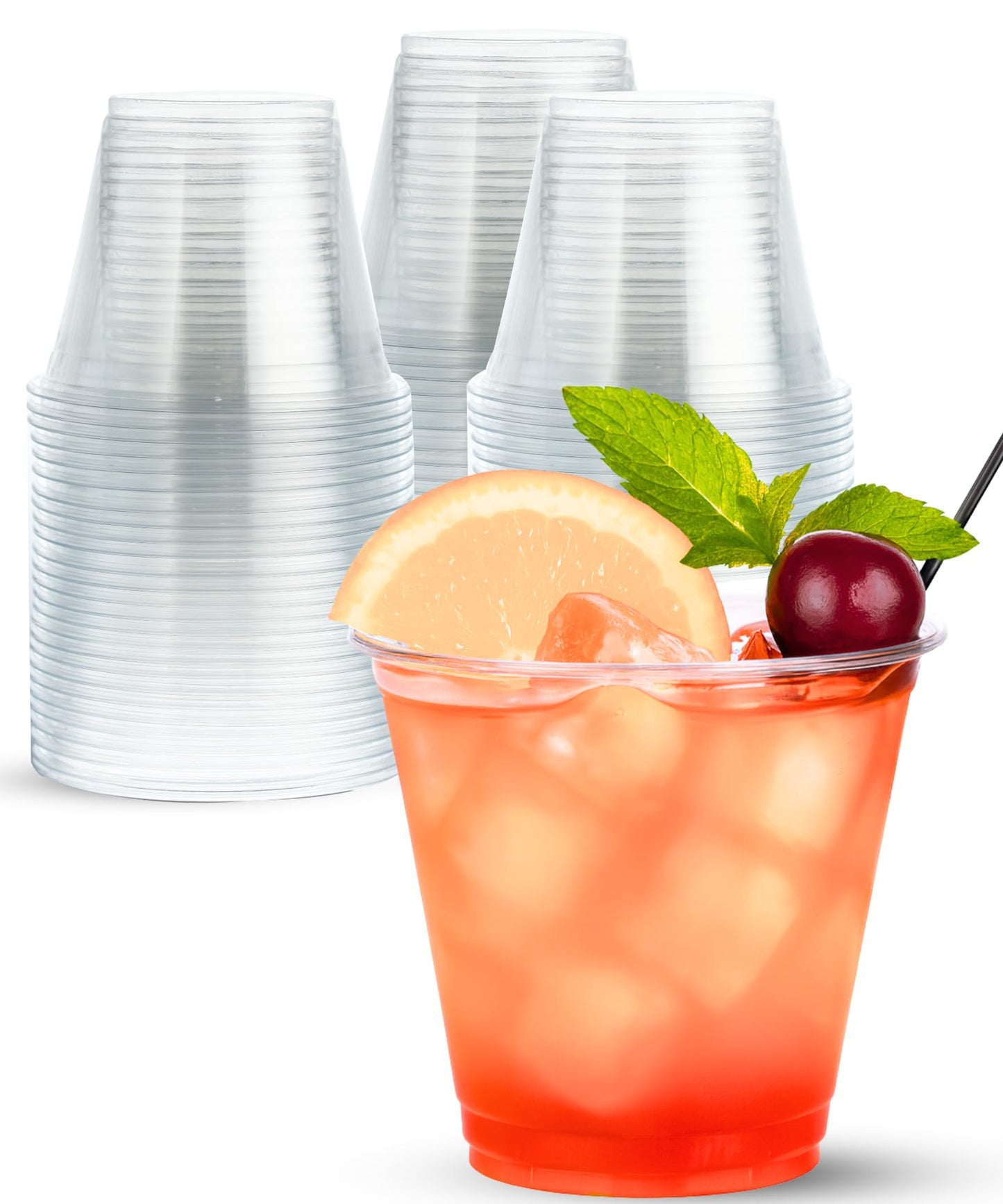 Cappatua 16 oz Clear Plastic Cups 100 Pack – Disposable Drinking Cups for Party, BPA-Free Cold Cups, Recyclable & Durable Plastic Party Cups Tumblers for Iced Coffee, Cocktails, Juice, Wine, Beer BST326H