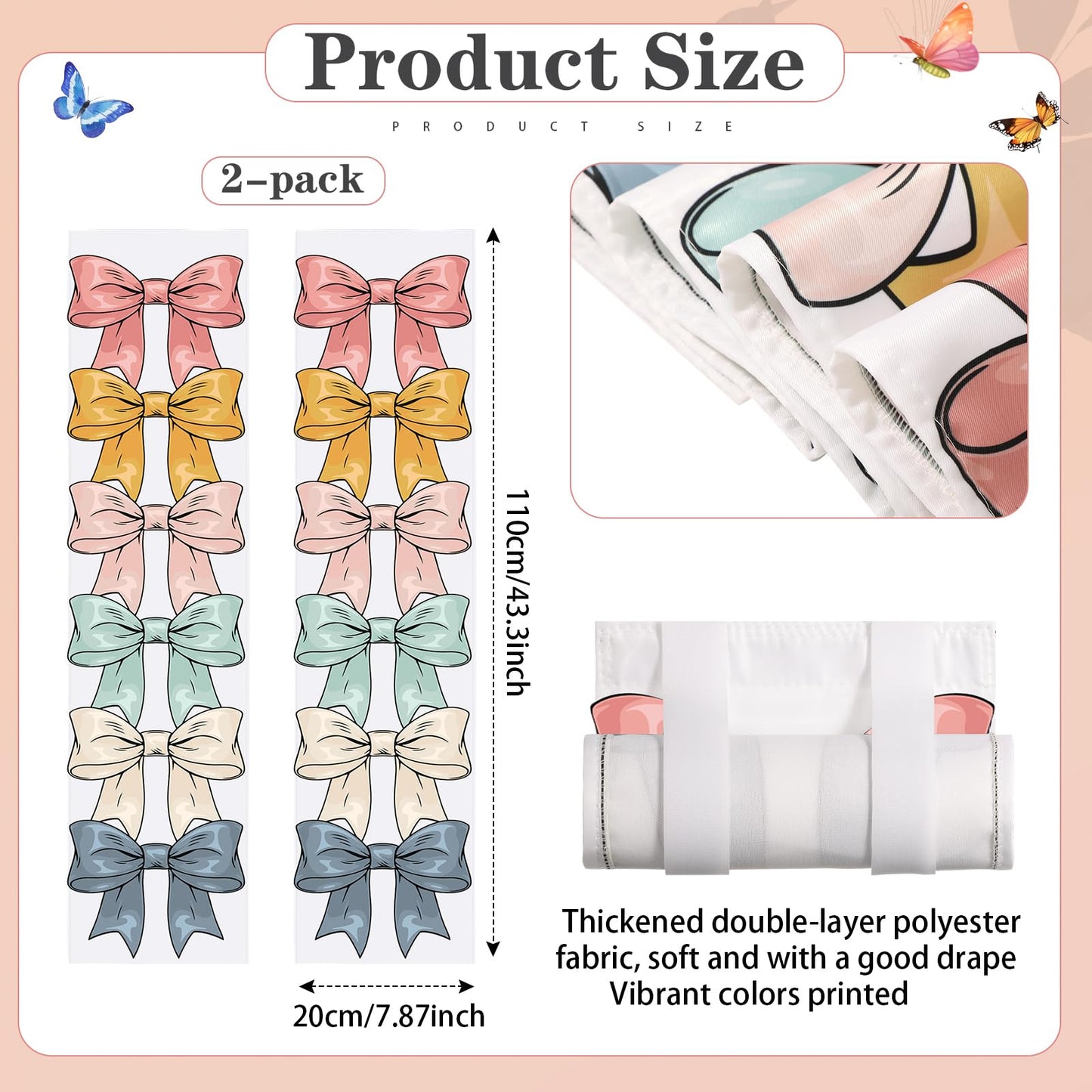 2 Pcs Bow-knot Classroom Door Cover School Classroom Curtain,Bohemian | Thickened Door Curtains, Blackout Curtains 8x43'', Light Blocking Window Covers, Office, Porch, Schoolroom Cover Shade BST326L