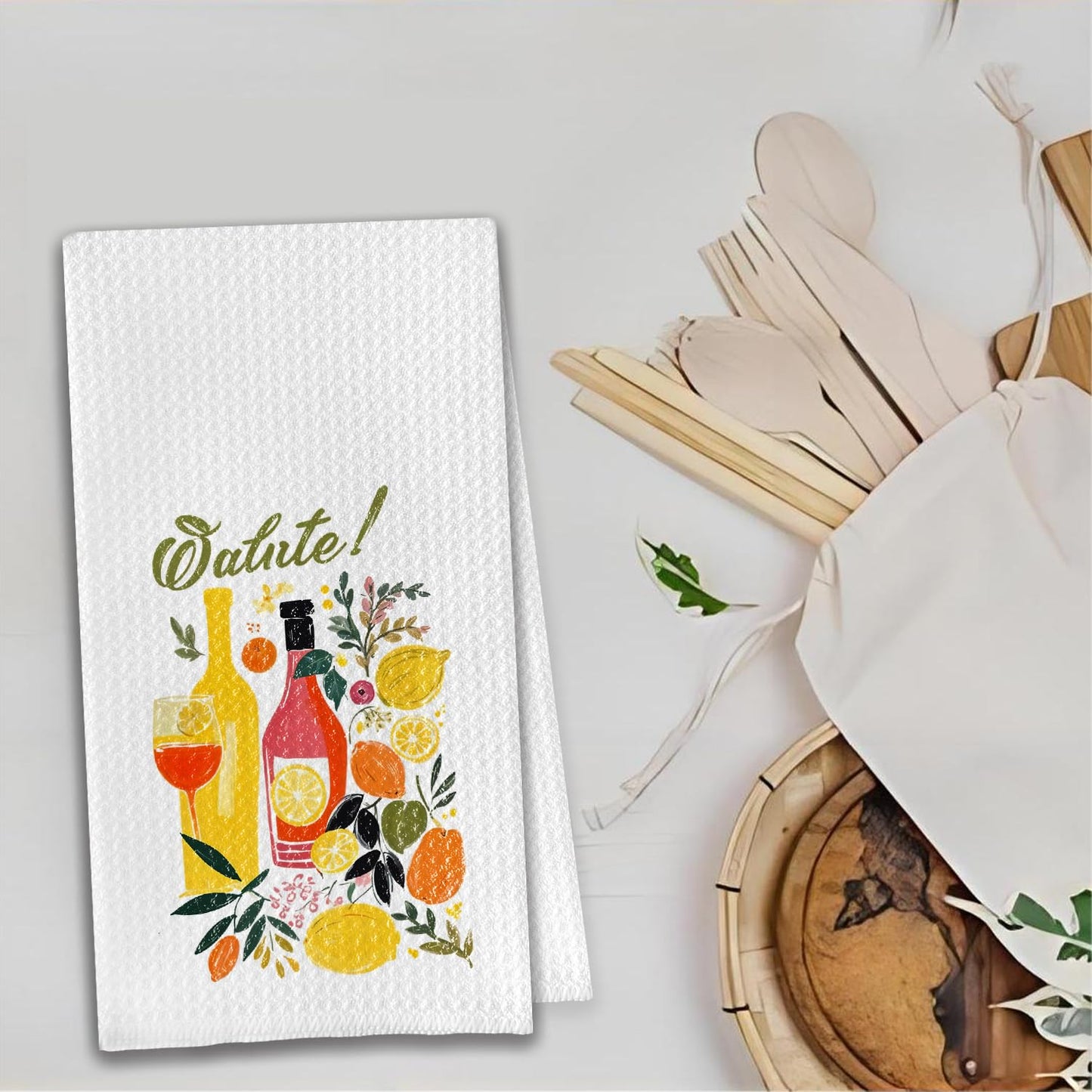 Bon Appetite Modern Kitchen Towels, Farmhouse French Dish Tea Towels for Kitchen, Gifts for Cooking Lovers Decorative Hand Towels, 16x24 Inch WN420