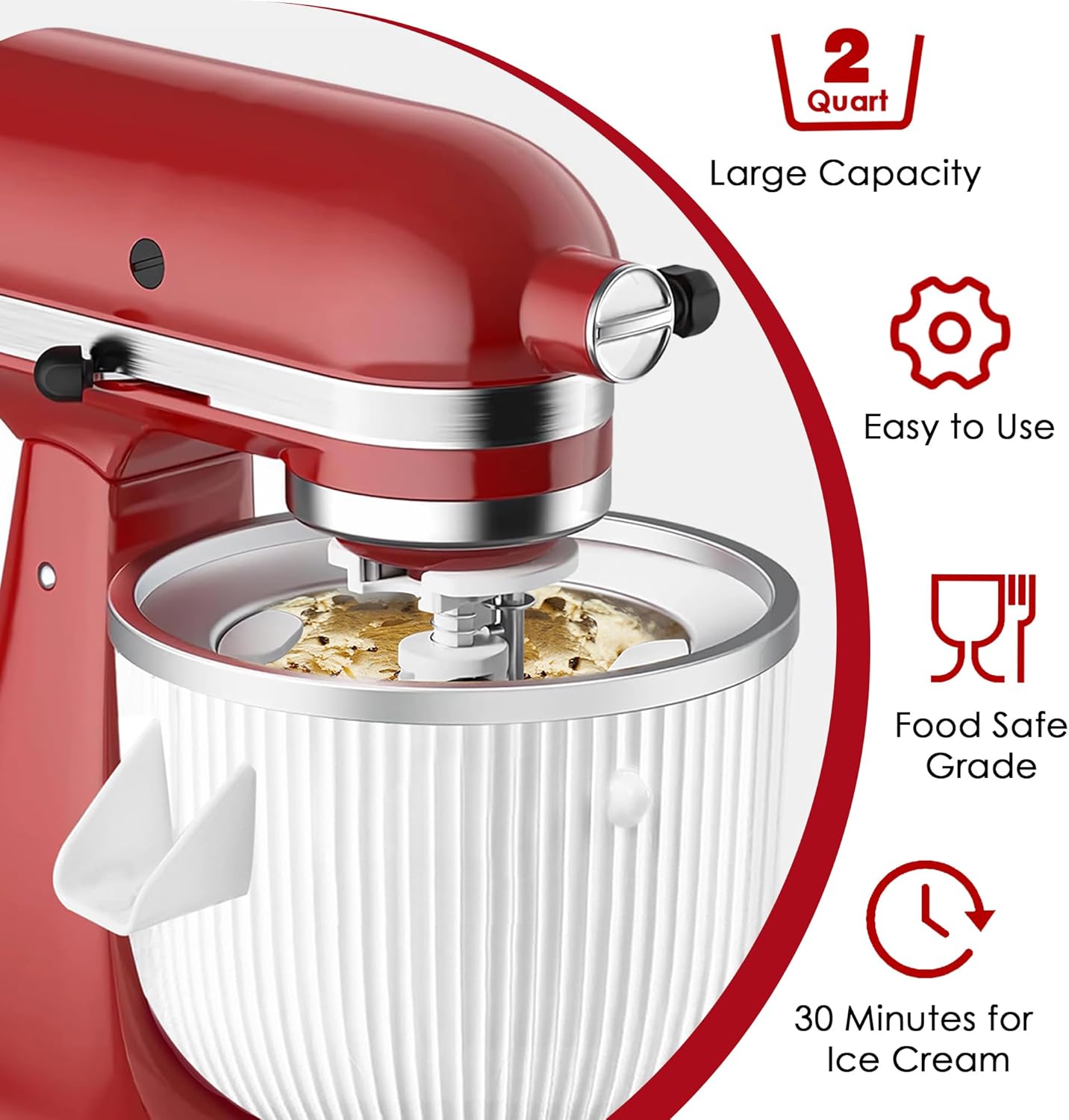 Ice Cream Maker Attachment for KitchenAid Mixers 100