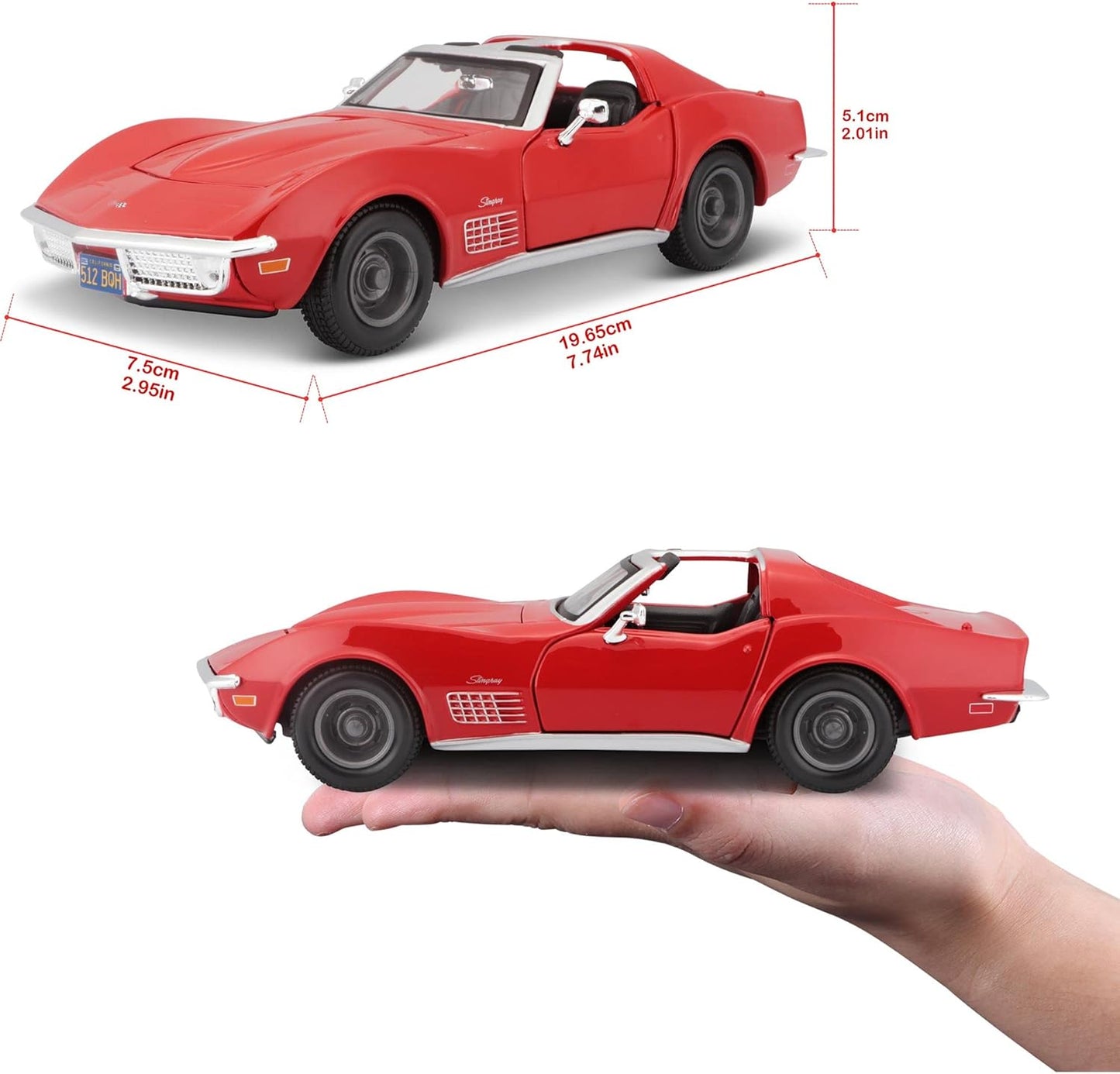 Maisto Model Compatible with Chevrolet Corvette 1970 RED 1:24 60