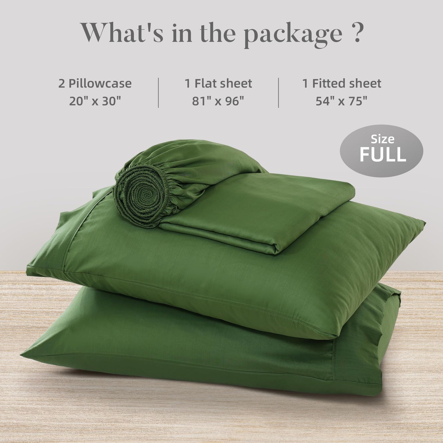 4 Piece Twin Size Sheet - Cooling Bed Sheets Set, Blend Rayon Derived from Bamboo, Breathable Soft Hotel Luxury Bedding & Pillowcases, Silky Fit 16 inch Extra Deep Pocket, Oeko-Tex - Olive Green BST326H