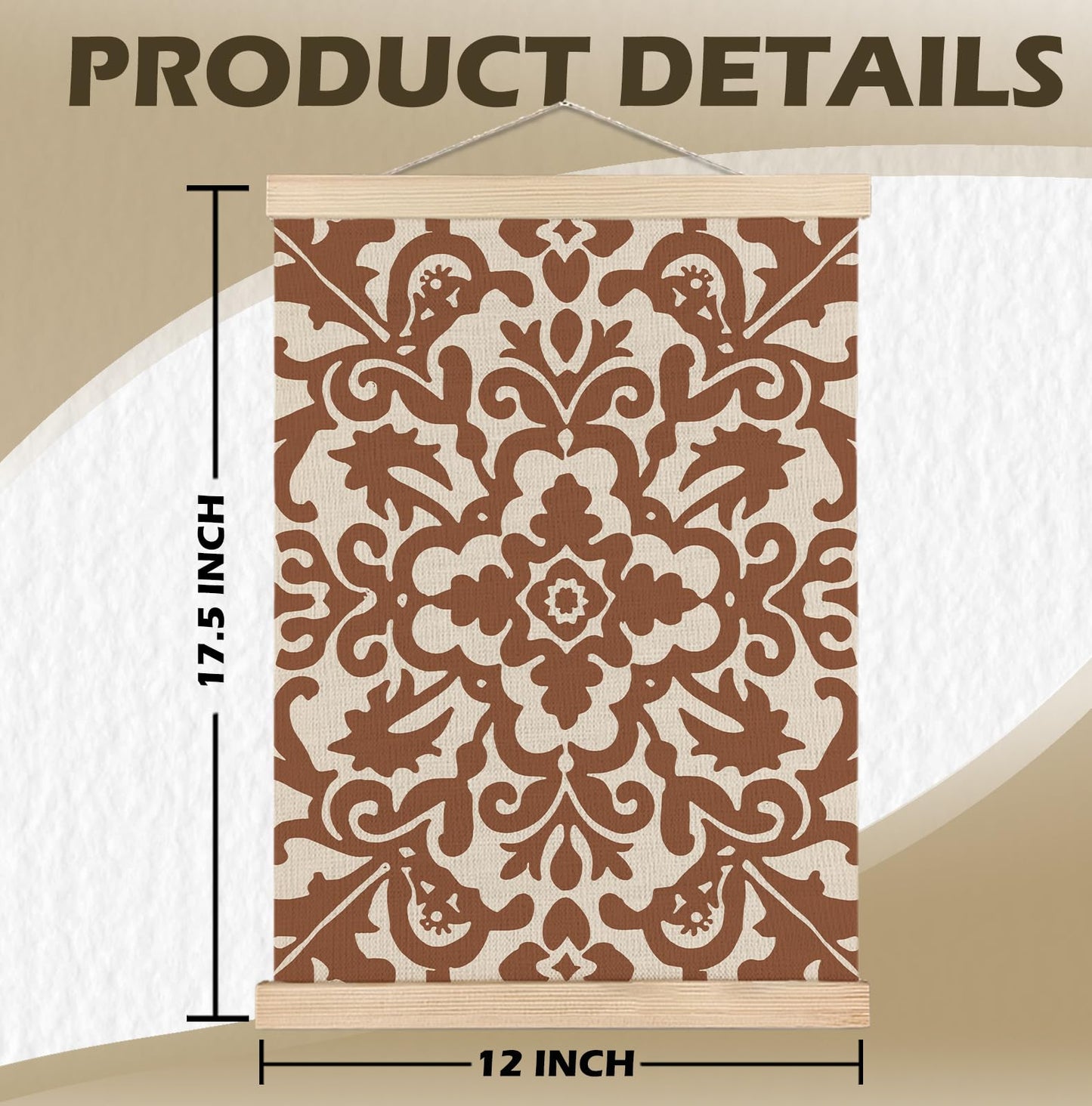 SPBL&L Green Boho Floral Mexican Wall Art, Abstract Flower Poster Hanger Frame, Burnt Orange Terracotta Botanical Hanging Canvas Pictures Prints Wall Decor for Home Bedroom, 12x16 Inch Set of 2 BST202