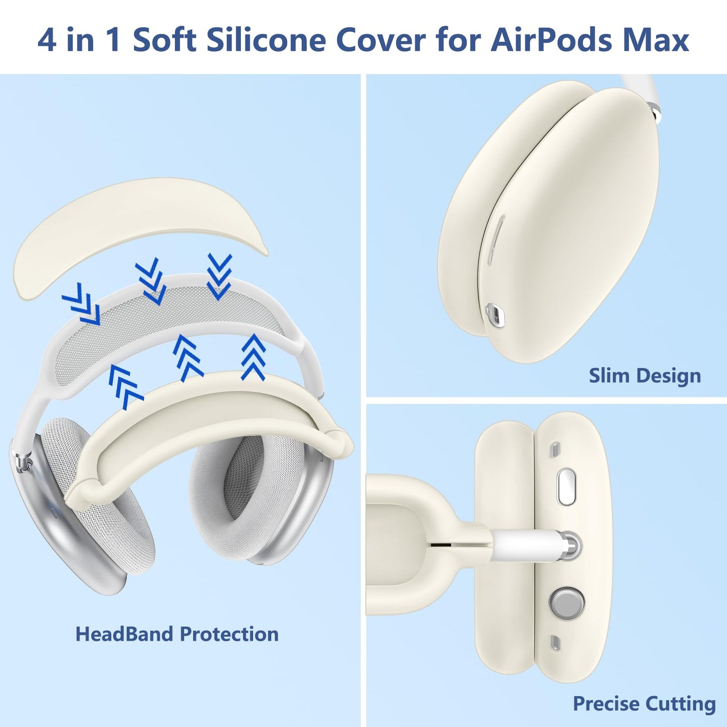 Case for Airpods Max Headphones, Ear Pad Case Cover/Ear Cups Cover/Headband Cover for AirPods Max 2 & 1 (USB-C/Lightning) (2026/2024/2020), Silicone for Apple Airpod Max 2,Accessories Cases,Deep Green WN420