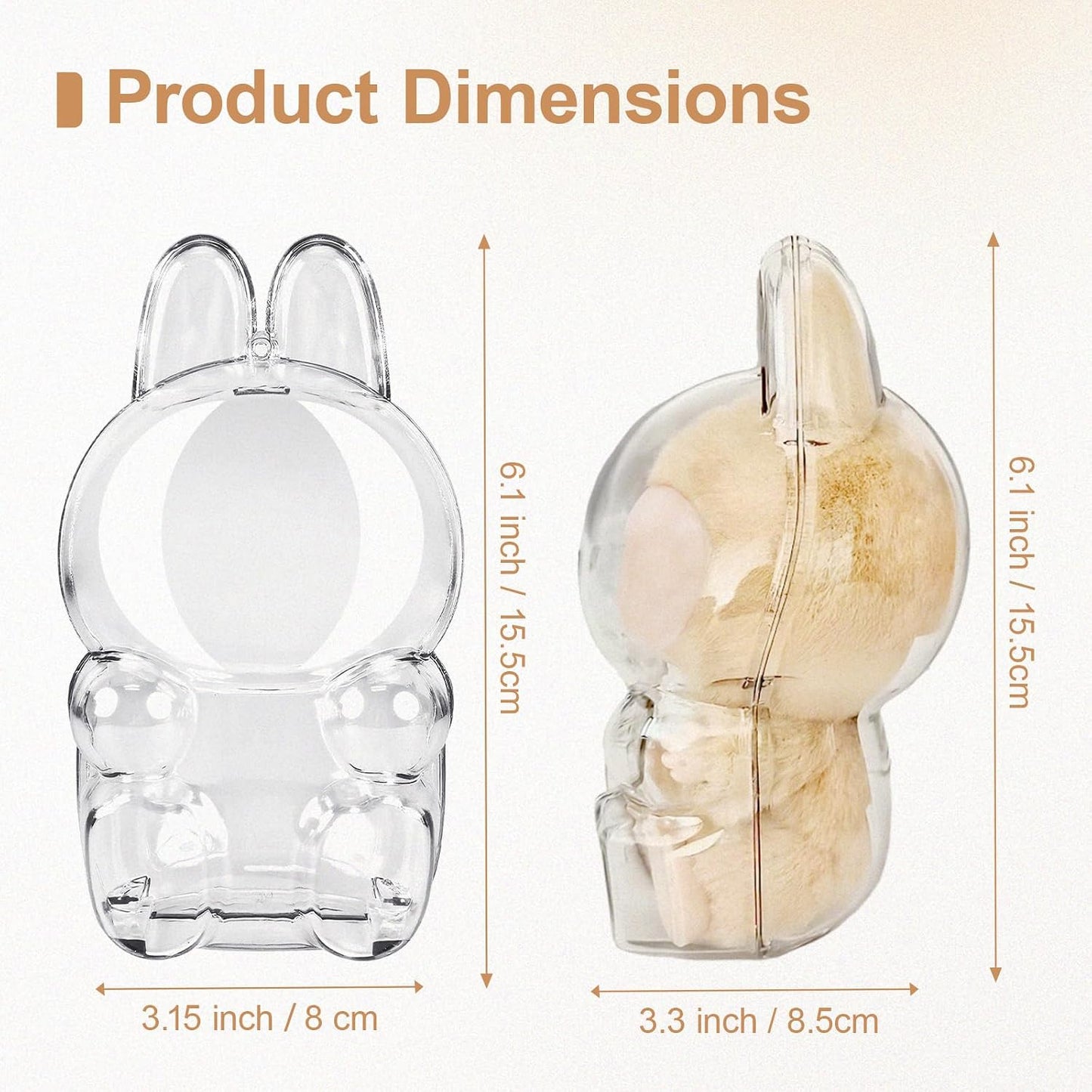 Protective Case for Seated/Sitting Collectibles 5.9 inch - Crystal Clear Hard Acrylic Display Box with Detachable Chain, Dustproof Cover for Doll Storage, Travel & Shelf Showcase (Figure Not Included) WN420