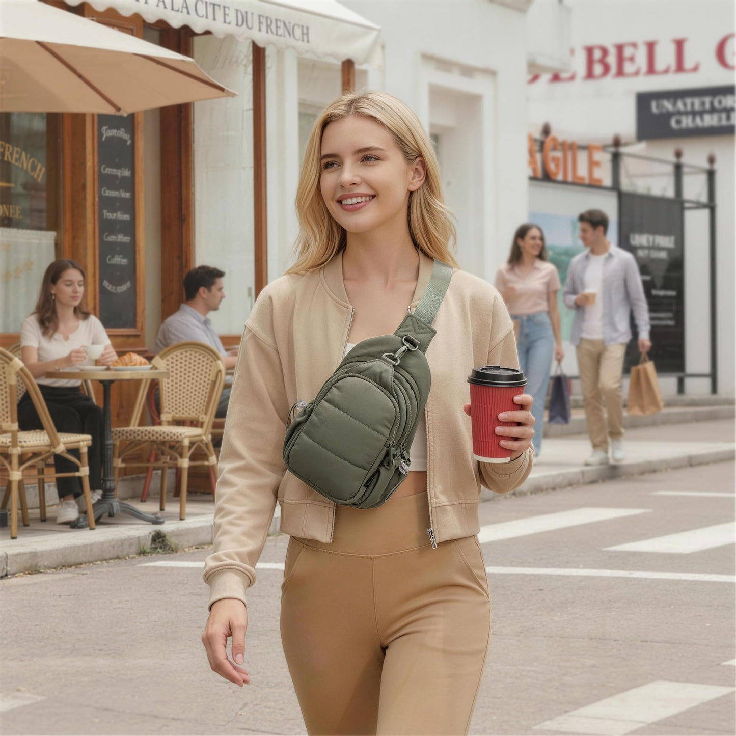 TOPEAST Sling Bag for Women, Anti-Theft Crossbody Bag with RFID Blocking & Small Water Bottle Holder for Travel BST202