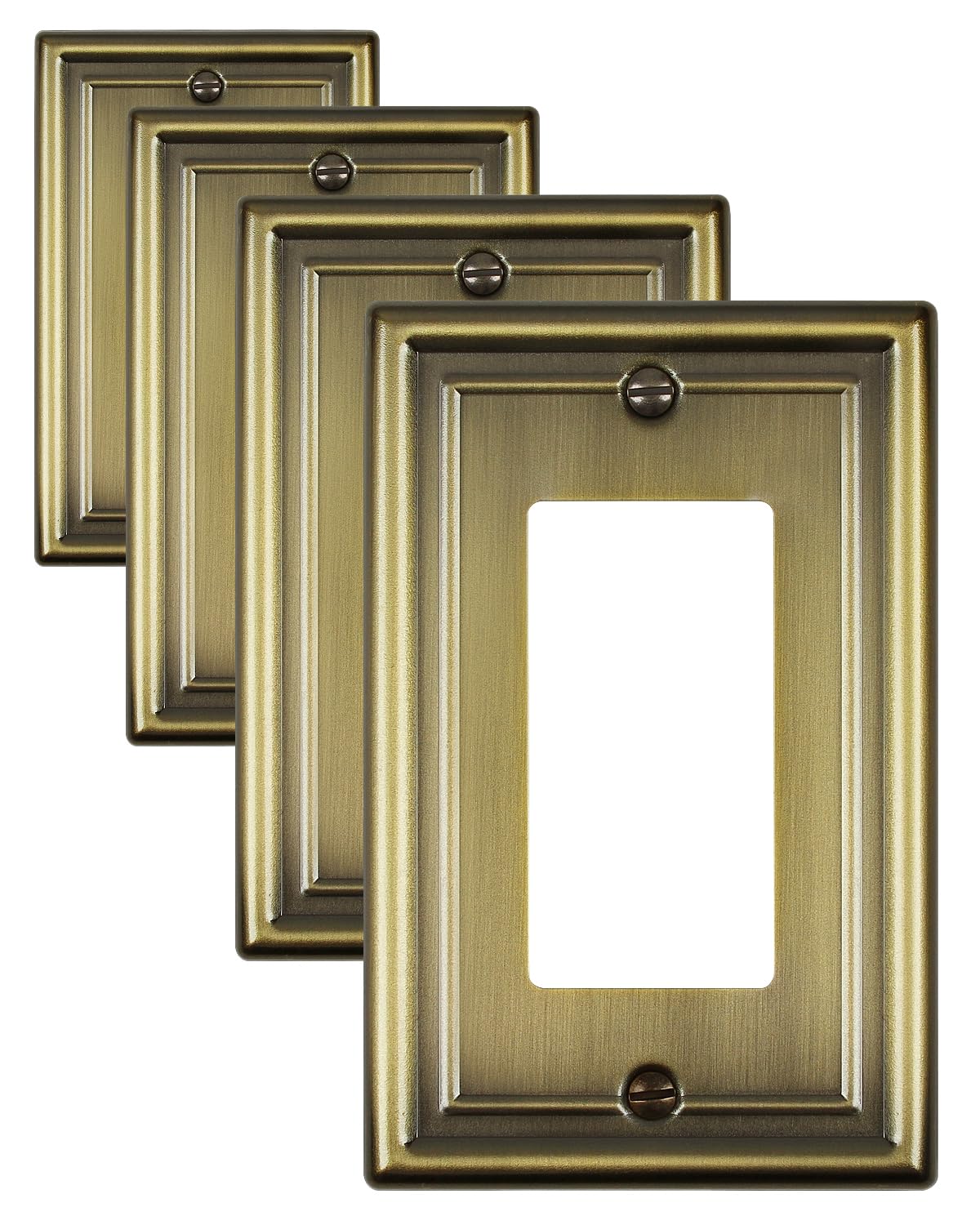 Decorative Metal Wall Plates, Switch Plates Outlet Covers (Off White/1 Decorator 4 Pack) WN420