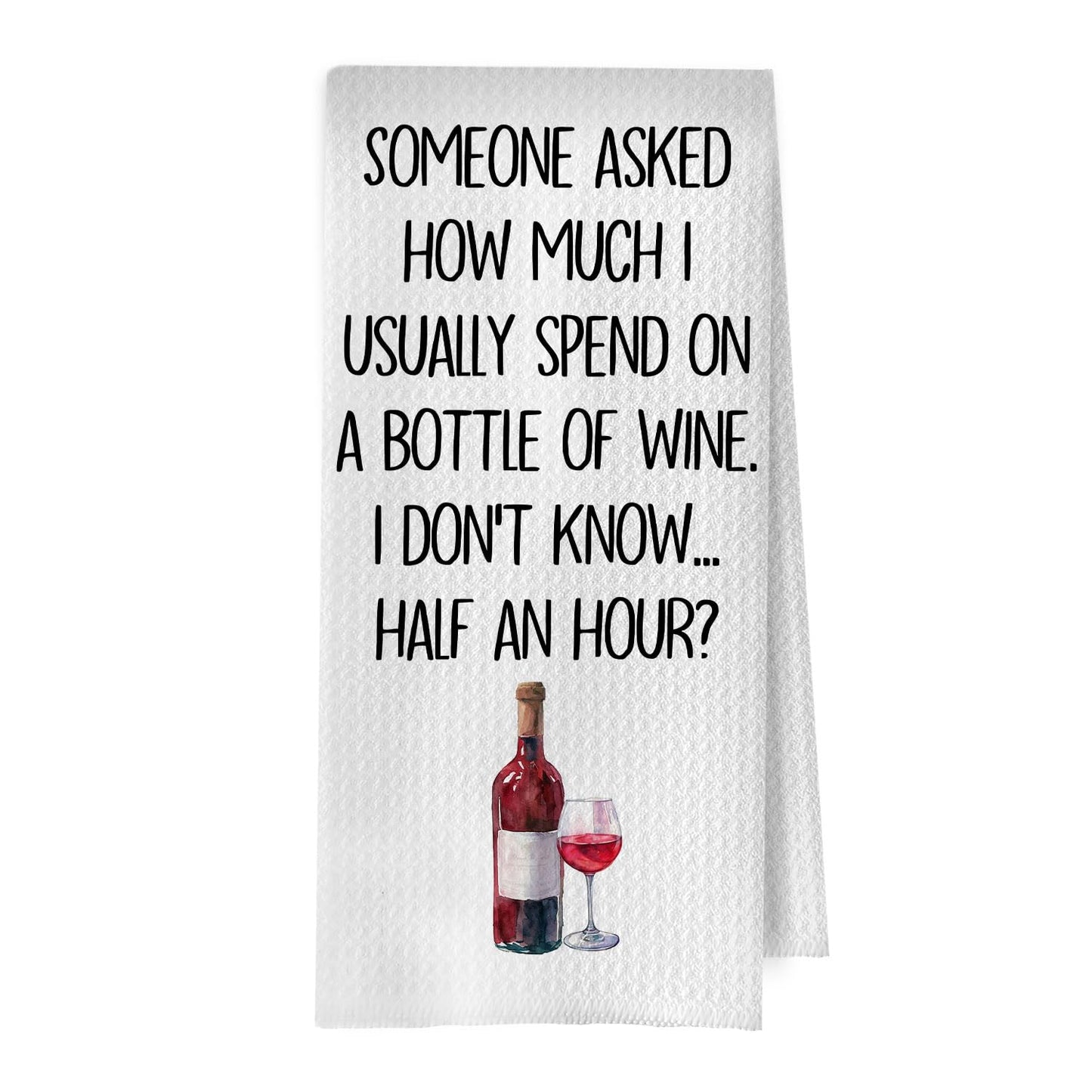 Funny Wine Kitchen Decor - Wine Gifts Waffle Dish Towels for Kitchen, Hostess Gifts Hand Towels, Housewarming Gift Tea Towel, 16x24 Inch BST220