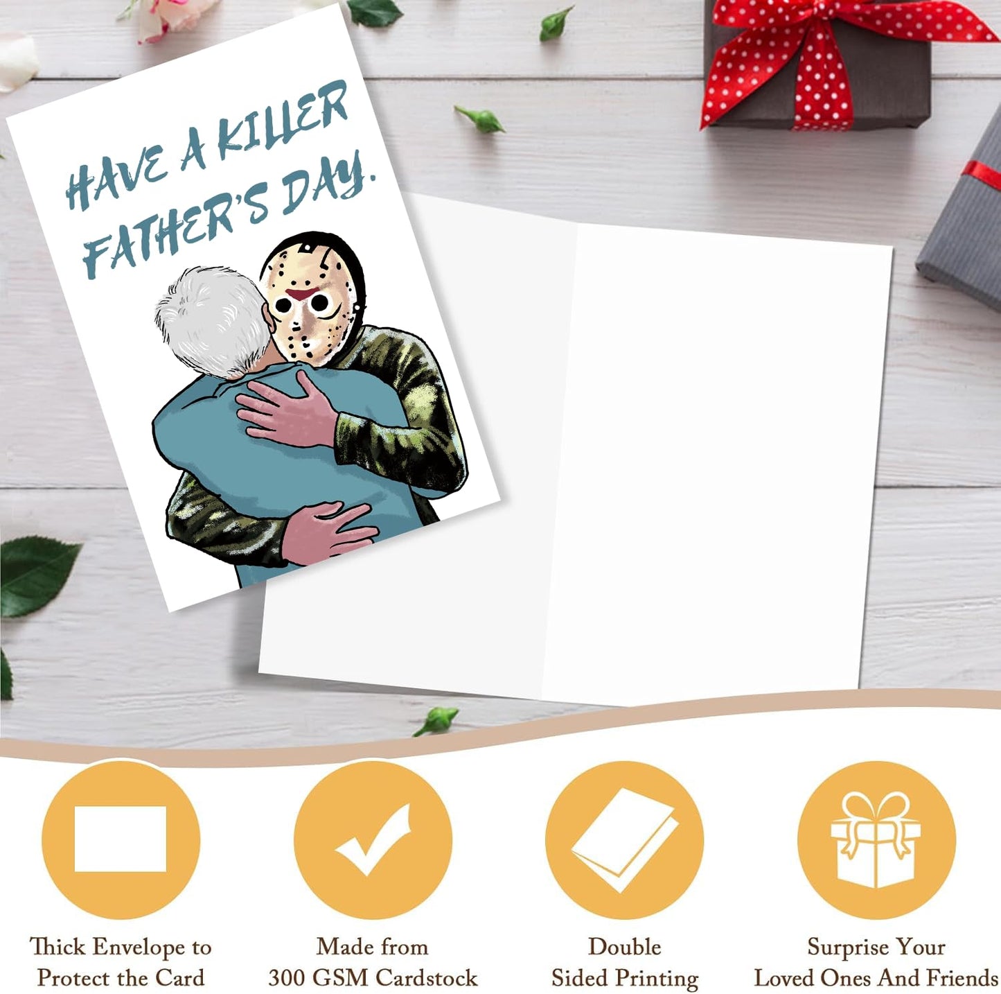 Funny Fathers Day Card for Dad Stepdad Bonus Dad Husband Grandpa, Humorous Happy Father's Day Card Gift from Son Daughter Grandson Granddaughter, Unique Fathers Day Card for Him BST202