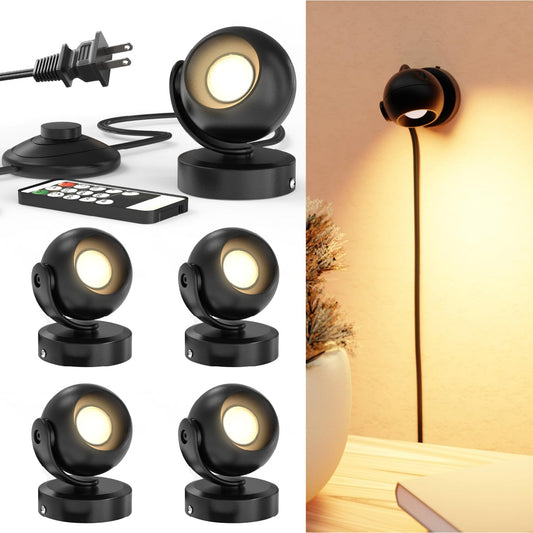 Sunco Spot Lights Indoor, LED Uplighting Ceiling Spotlight Fixtures, Plant Light Décor, 300 LM, 3W, Selectable CCT 2700K/4000K/5000K, 50000 Lifetime Hours, with Remote Control ETL 2 Pack