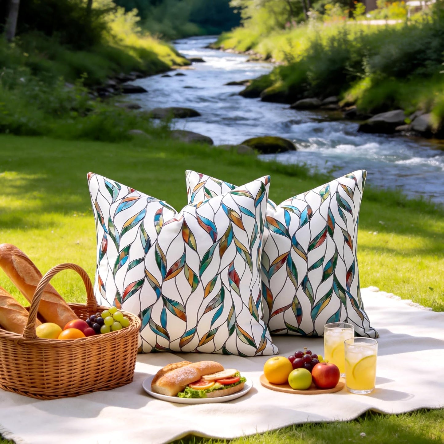 Outdoor Waterproof Pillow Covers Summer Decorative Throw Pillow Covers Tropical Leaf Couch Covers 20x20 Set of 2 Square Outdoor Floral Cushion Cases for Patio Furniture Garden Tent Balcony Bench BST220
