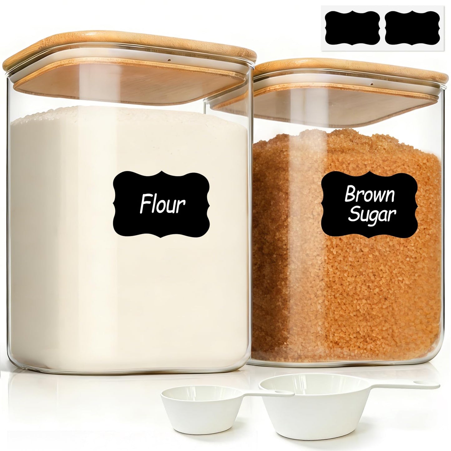 ComSaf 0.6 Qt Glass Food Storage Jars Set of 6, Clear Storage Containers with Airtight Lids, Pantry Organization Jar, Spice Jar, Blooming Tea, Coffee and Sugar Container, Canister Set for Kitchen BST220