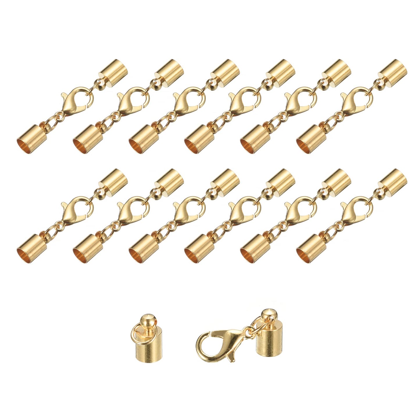 uxcell 20Sets Leather Cord End Caps with Lobster Claw Clasps Fit 4.5mm Cords, Barrel Terminators for DIY Making Leather Bracelets, Bronze Tone BST326L