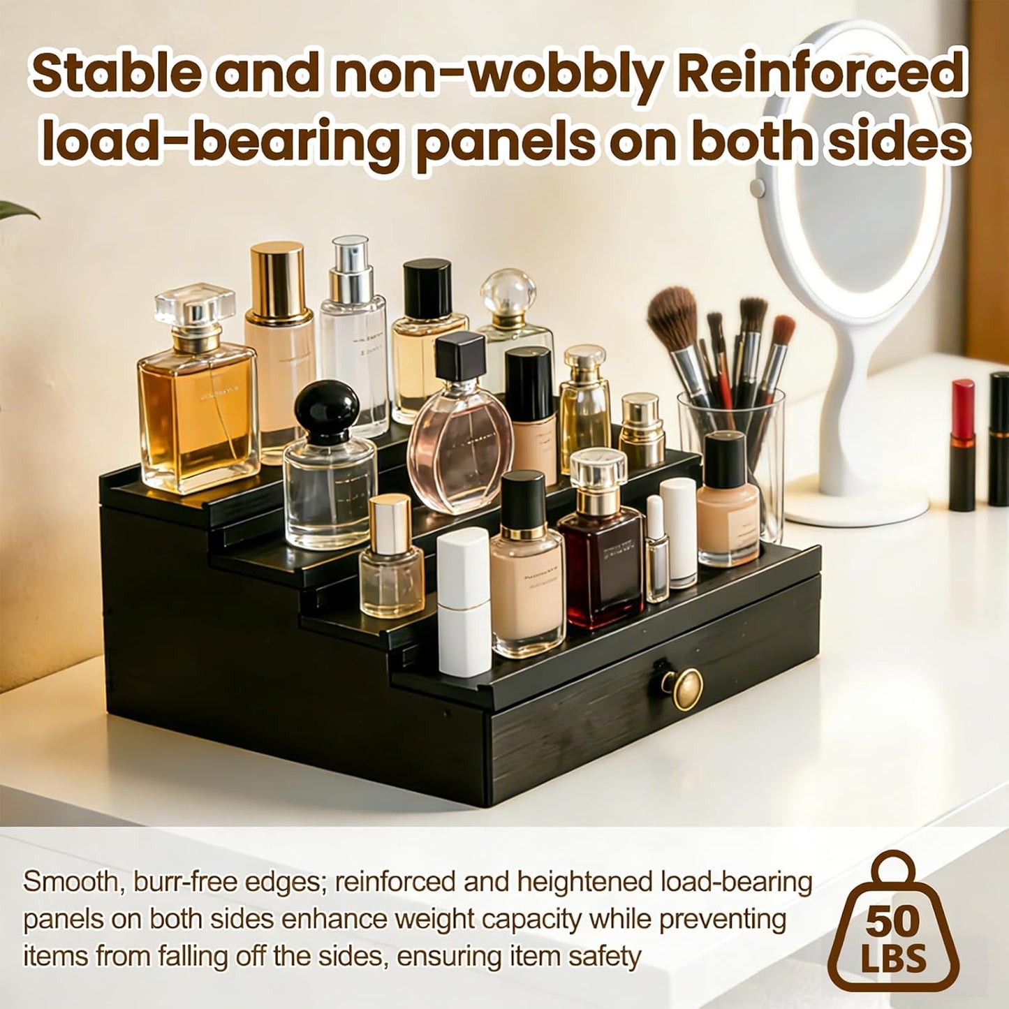 4 Tier Wooden Perfume Stand Cologne Jewerly Organizer BST220