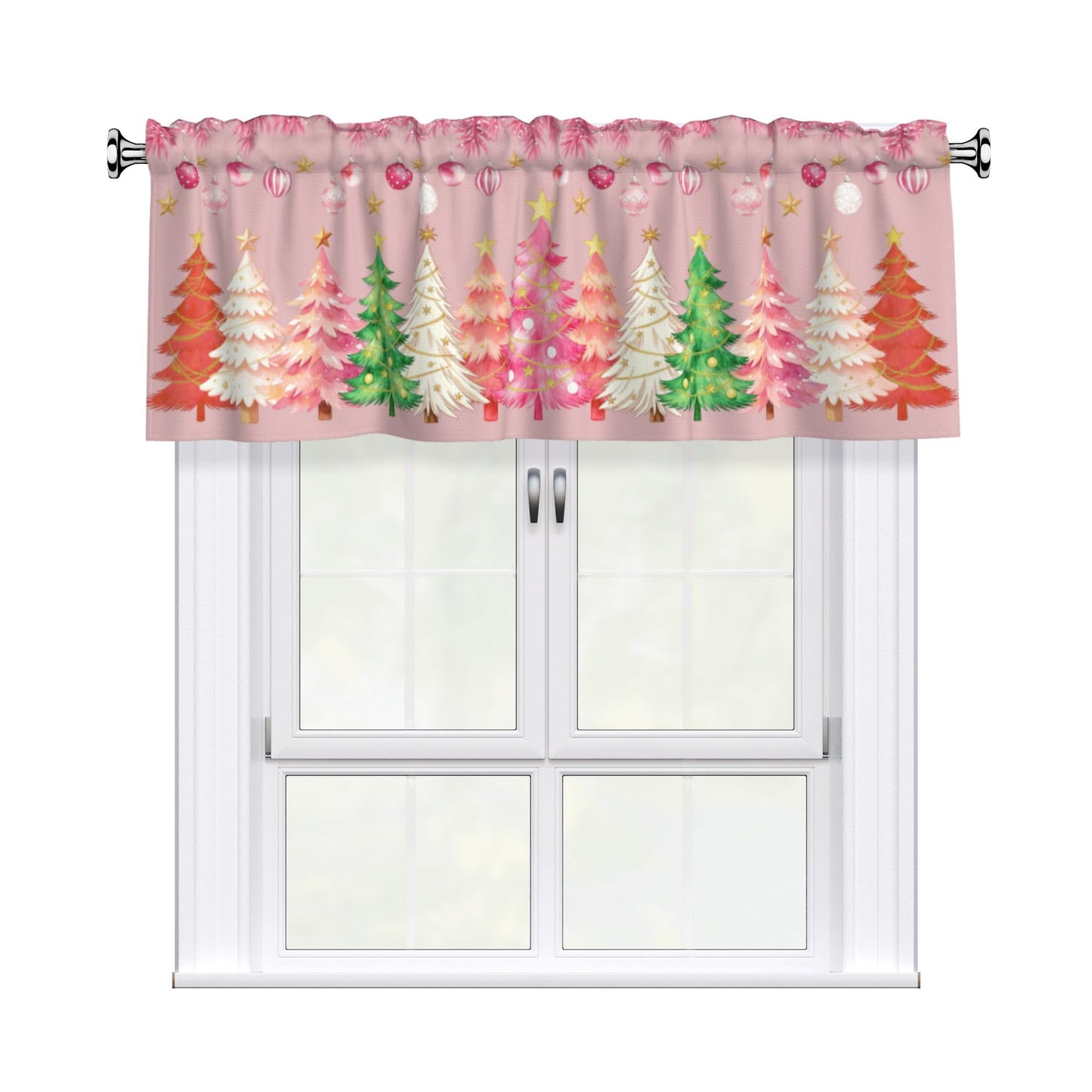 Easter Valances for Windows - Pink Spring Cafe Curtains Floral Bunny Short Curtains for Living Room Bathroom Bedroom Basement BST202