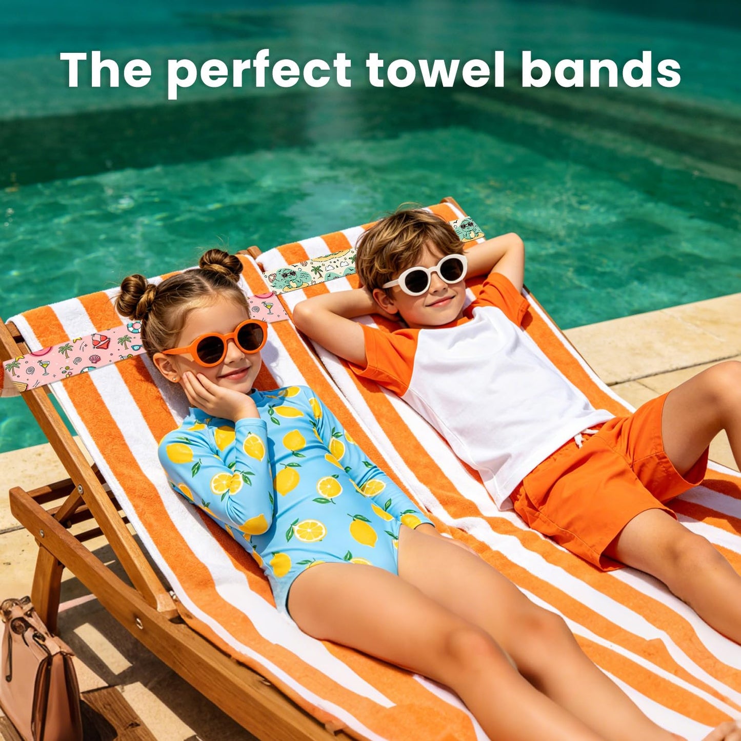 Yufawow 4 Packs Printed Towel Band for Beach Pool Lounge Chair Strap Clip Flamingo Pineapple Tropical Print Cruise Ship Essentials 2026 Card Lanyard Luggage Tag Holder Women Vacation Must Haves BST220