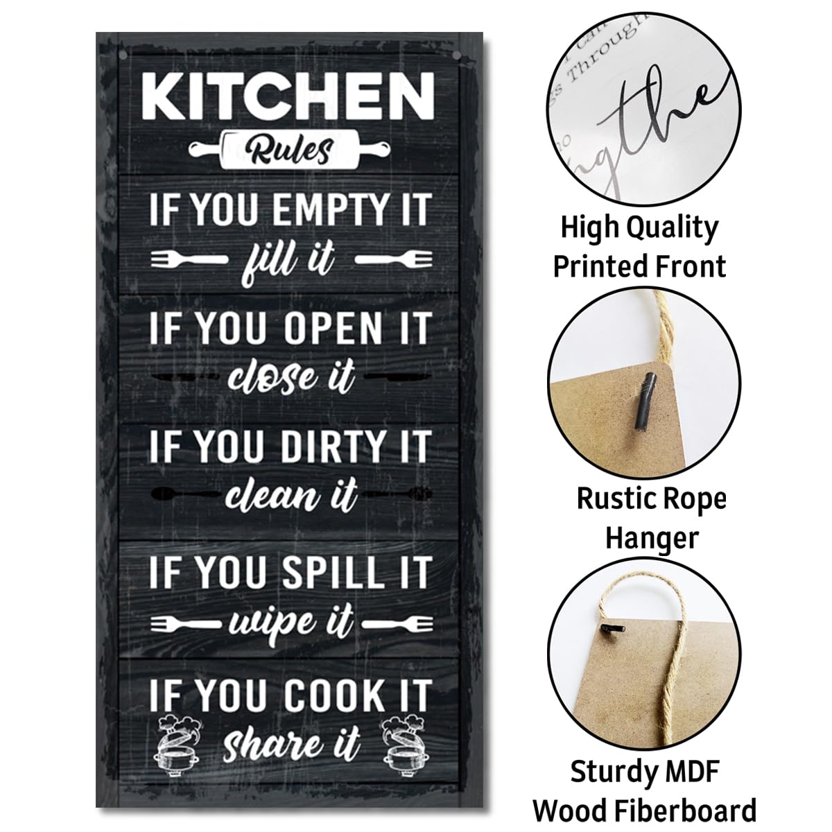 Rustic & Funny Bathroom Signs - Western & Farmhouse Bathroom Rules Wall Decor E1 BST202