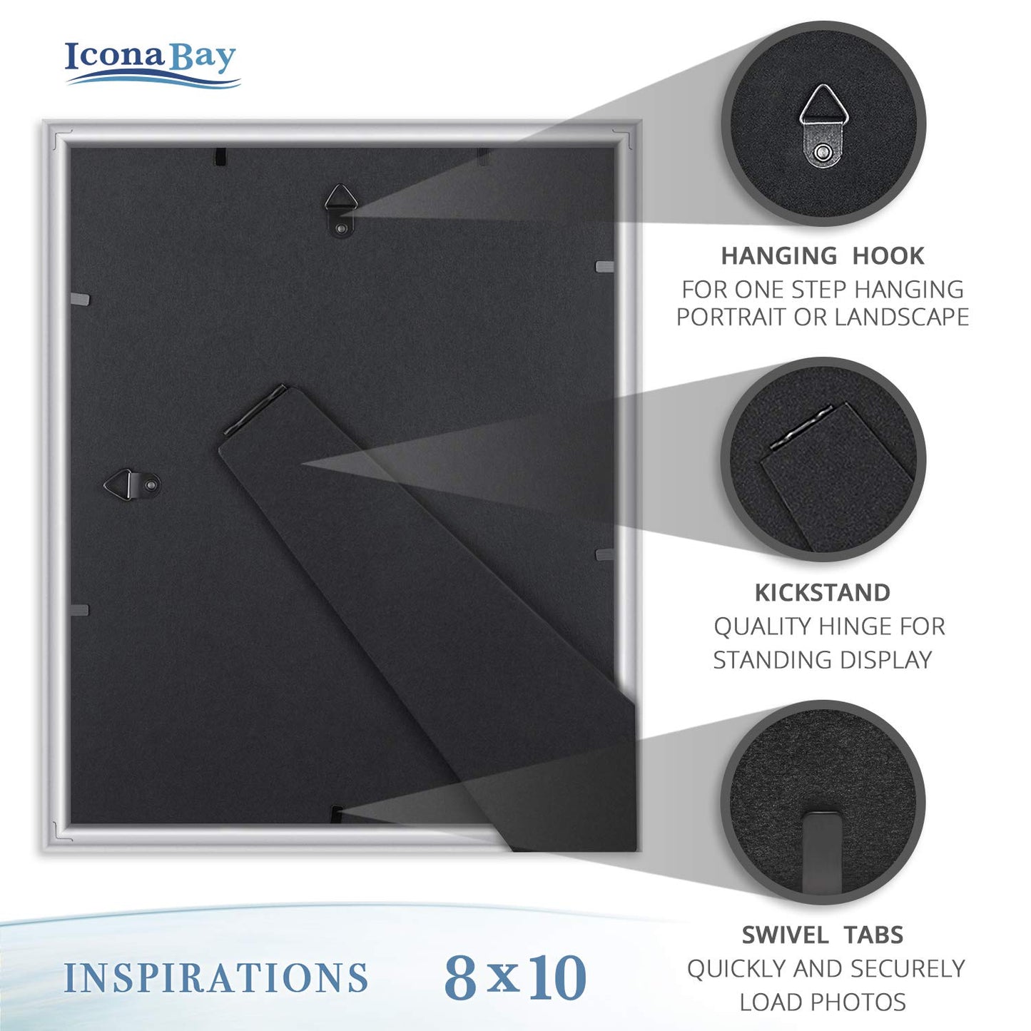 Icona Bay Combination White Picture Frames Set - 10 PC (Five 4x6, Three 5x7, Two 8x10), Inspirations Collection Multi-Pack for Contemporary Wall Gallery BST220