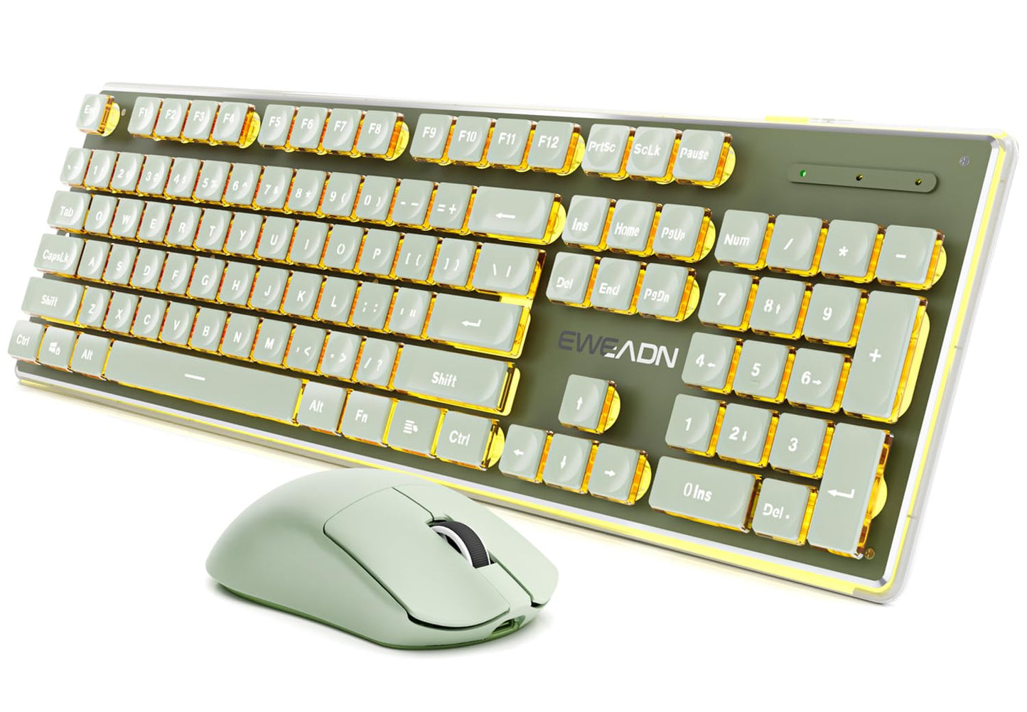 V3 Wireless Keyboard and Mouse with Single Backlit, Metal Panel, Bluetooth/2.4G Rechargeable Computer Keyboard and Mouse Combo Silent Lighted Full Size Cute Keyboards-White