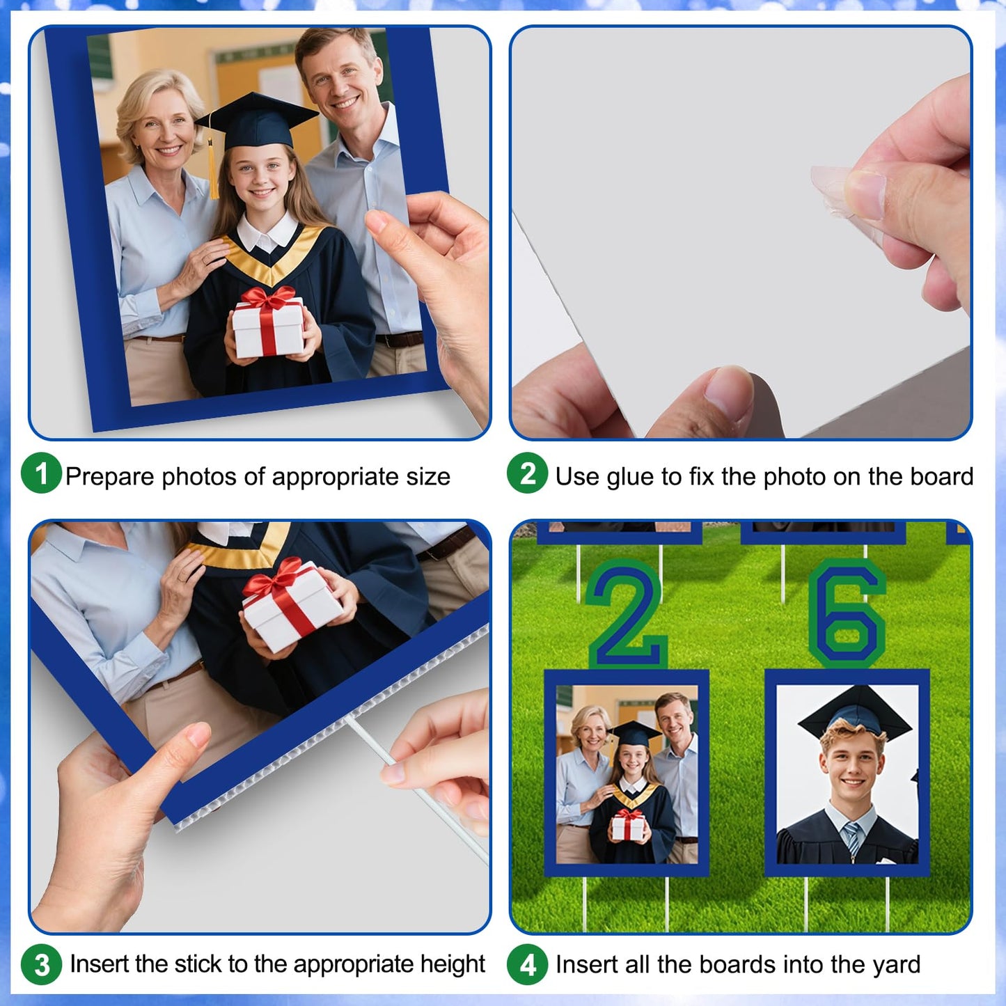 12 Pcs Graduation Photo Yard Sign Decorations 2026, K-12 Grade Graduation School Picture Frame Lawn Sign with Stakes for Kindergarten Middle High School Class of 2026 Grad Party Decorations, Red WN420