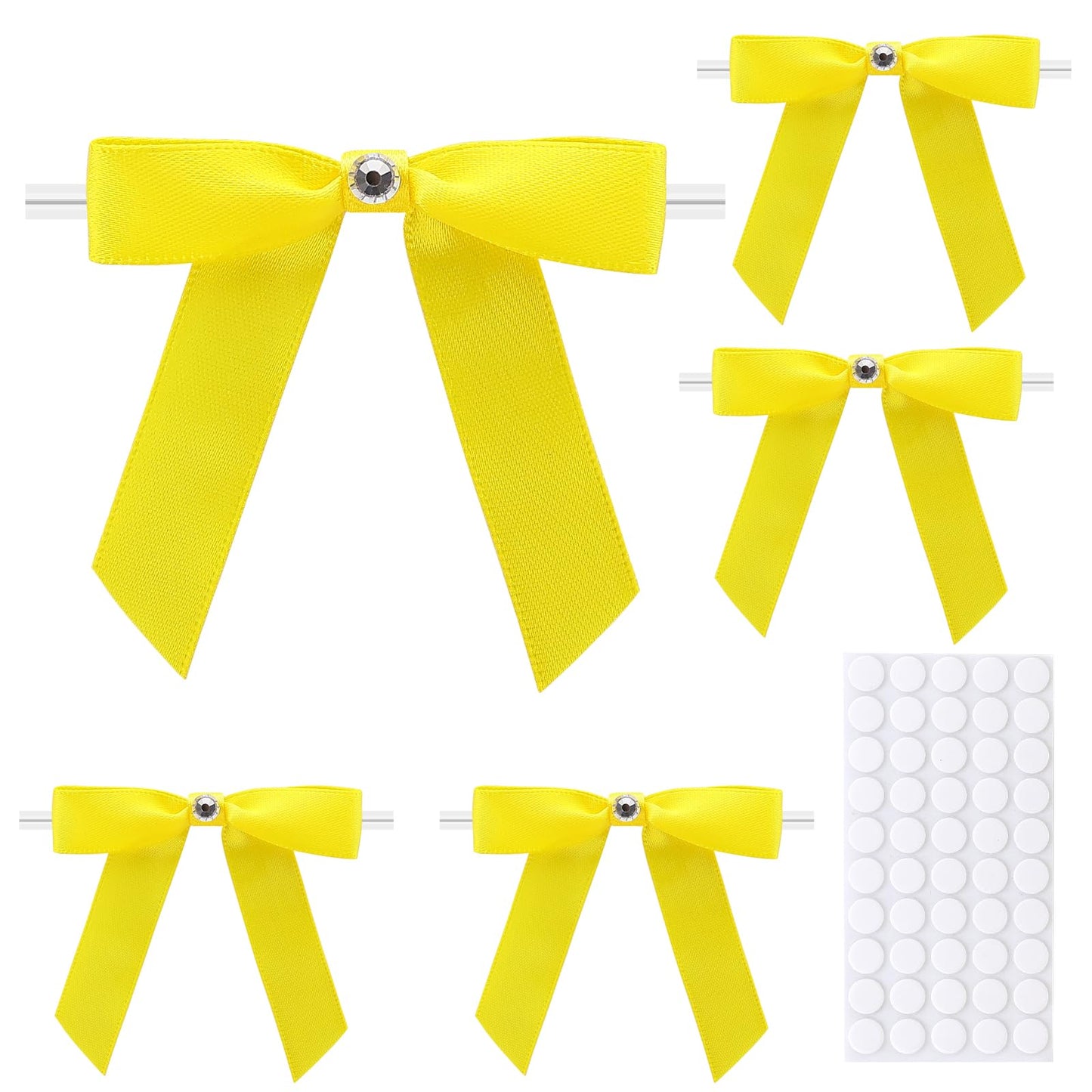 50Pcs Gift Wrap Twist Tie Bows, 2.75in Red Elegant Satin Ribbon Gift Wrapping Small Bows for Party Supplies, DIY Crafts, Wedding Decorations, Baby Shower, Birthday, Engagement WN420