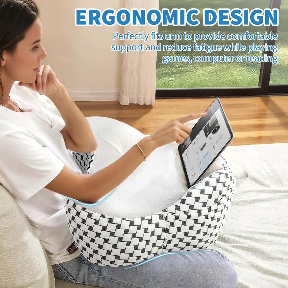 Laptop Pillow, Ergonomic Memory Foam Lap Desk Cushion Soft Reading Gaming Pillow for Lap with Knitting Side Pocket for Casual Living Reading, Working, Gaming, Writing in Bed Couch Floor BST220