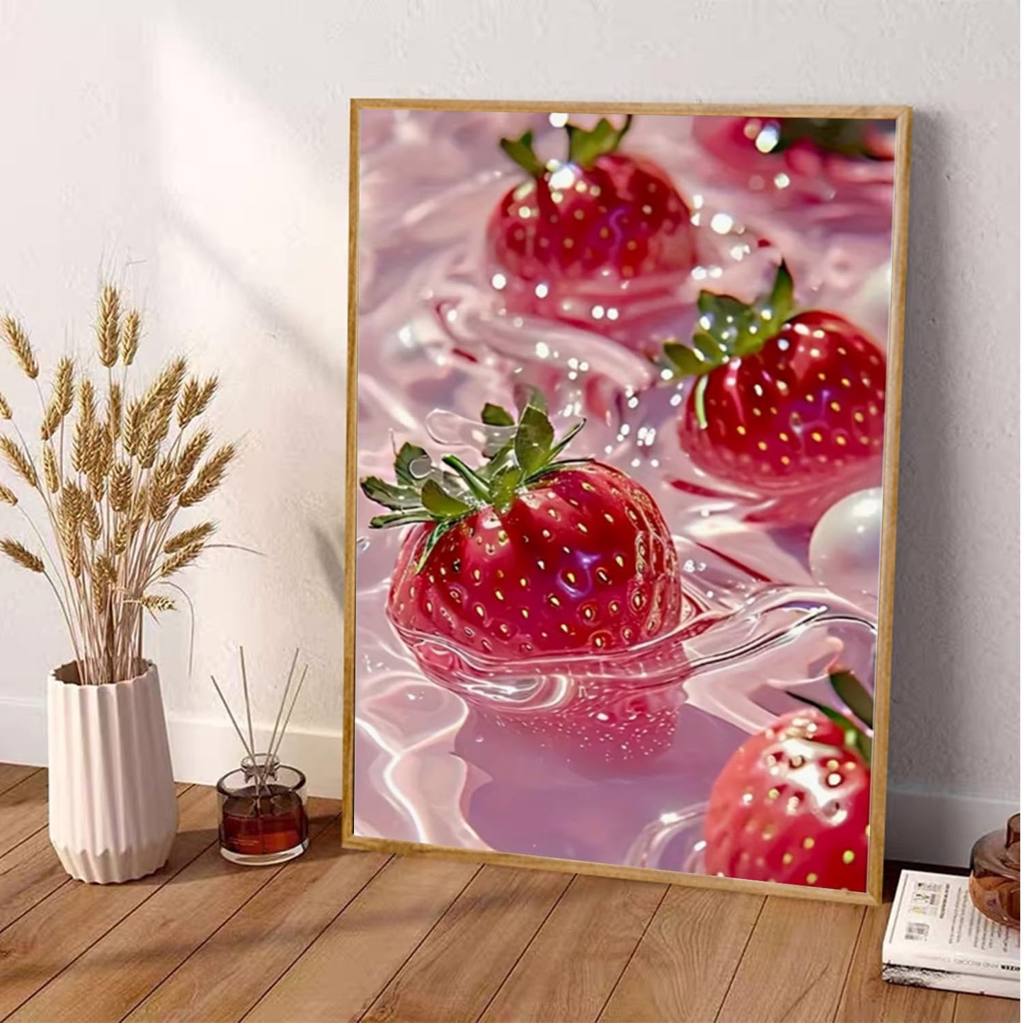 AIBOERL Cherry Diamond Art Kits for Adults,Cherry 5D Diamond Painting Kits for Adults Beginners,DIY Full Round Drill Diamond Dot Painting Gem Art Kits for Adult, Home Wall Decor 12x16Inch BST220