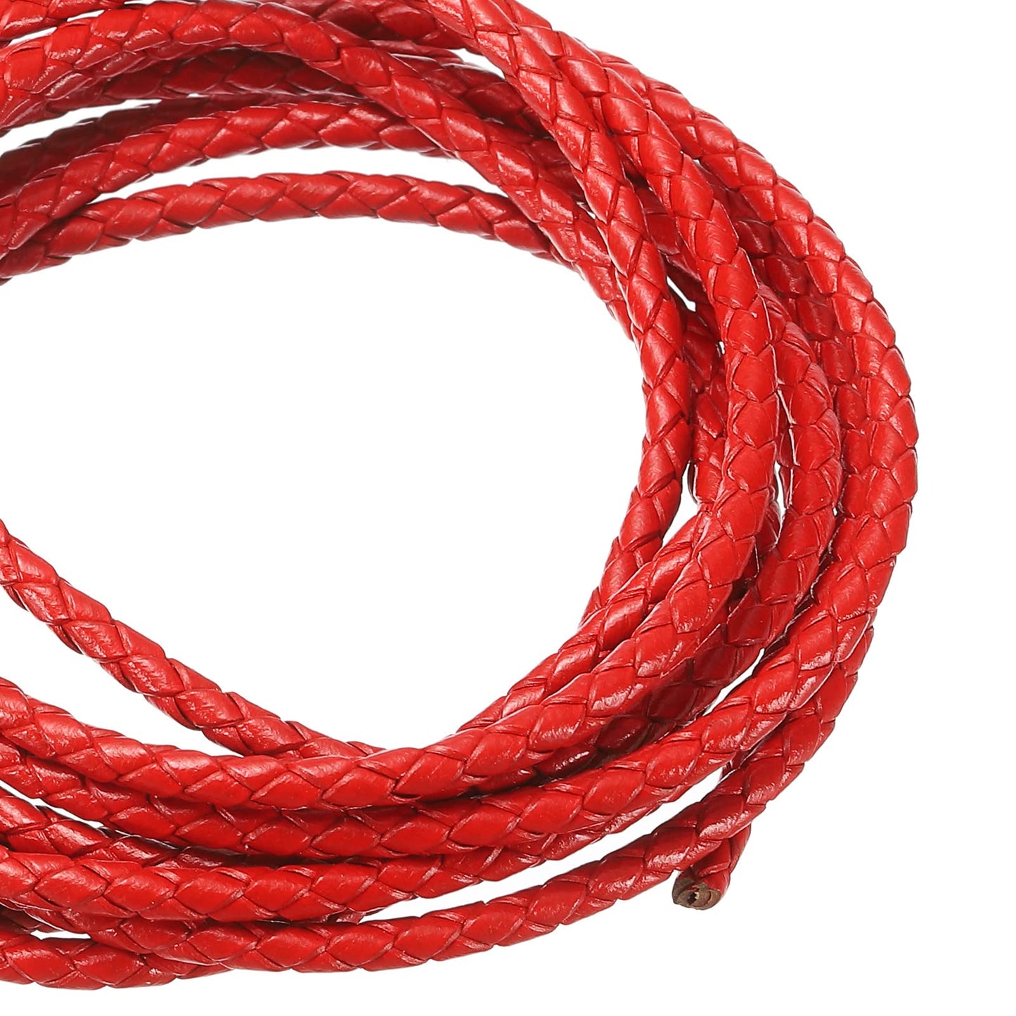 uxcell Leather Cord, 2.2 Yards 4mm Dia Braided String Strip for Purse Handbag Shoelace DIY Crafts Bracelet Making, Yellow BST326L