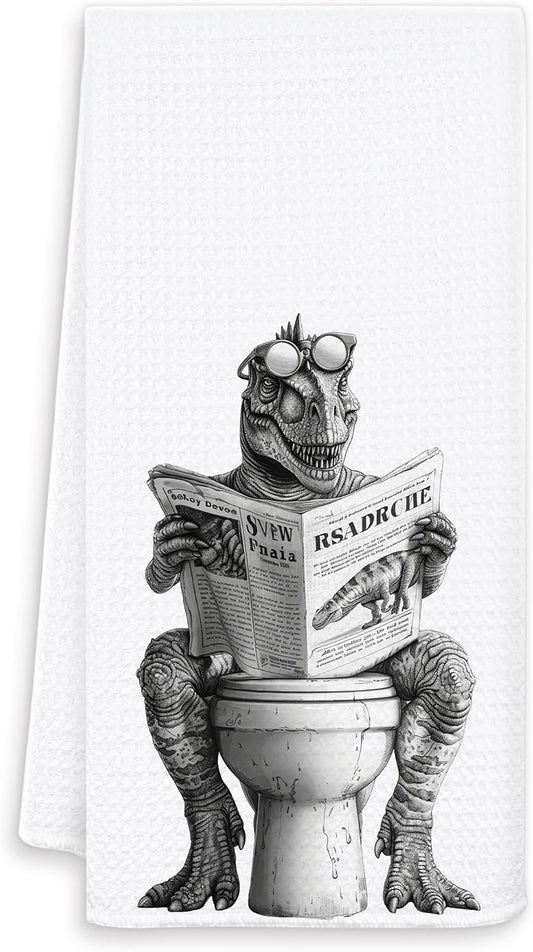 Funny Dinosaur Hand Towels for Bathroom Washroom, Dinosaur Bathroom Decor, Gifts for Dinosaurs Lovers, Funny Animal Dinos Bathrooms Hand Towels, 16x24 Inch BST326L