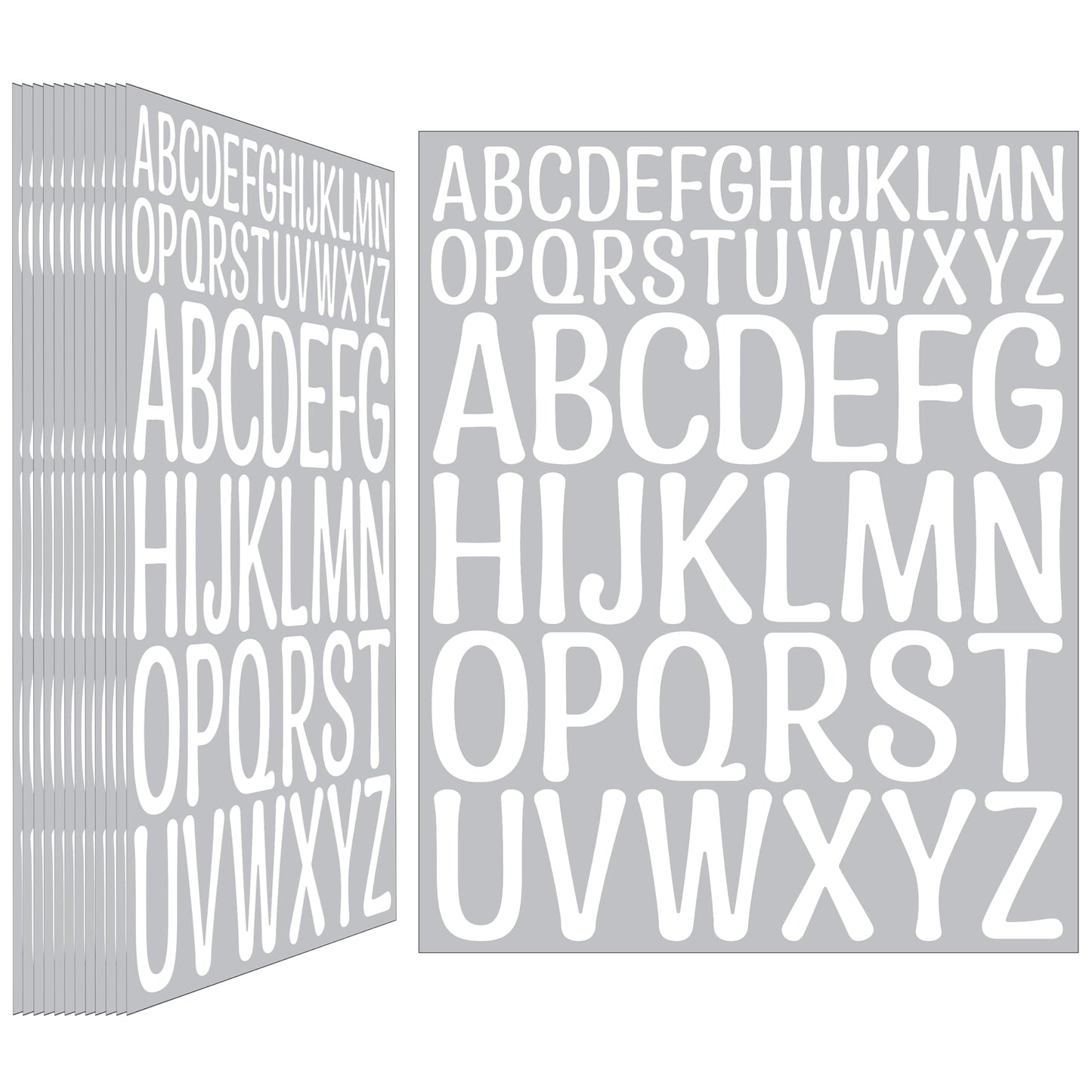 210Pcs 3-4 Inch Alphabet Stickers, 12 Sheets Vinyl Waterproof Letter Stickers, Self-Adhesive Large Stick On Letters for Class, Office, Arts, Crafts, Poster Board, Mailboxes, Handbook (White) BST220