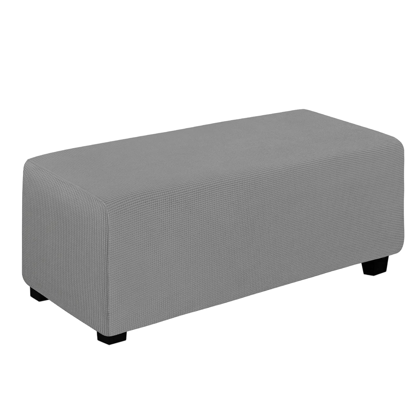 Easy-Going Stretch Square Ottoman Cover 15x15x15inch Dark Blue | Folding Storage Footstool cover Furniture Protector Soft Rectangle slipcover with Elastic Bottom BST202
