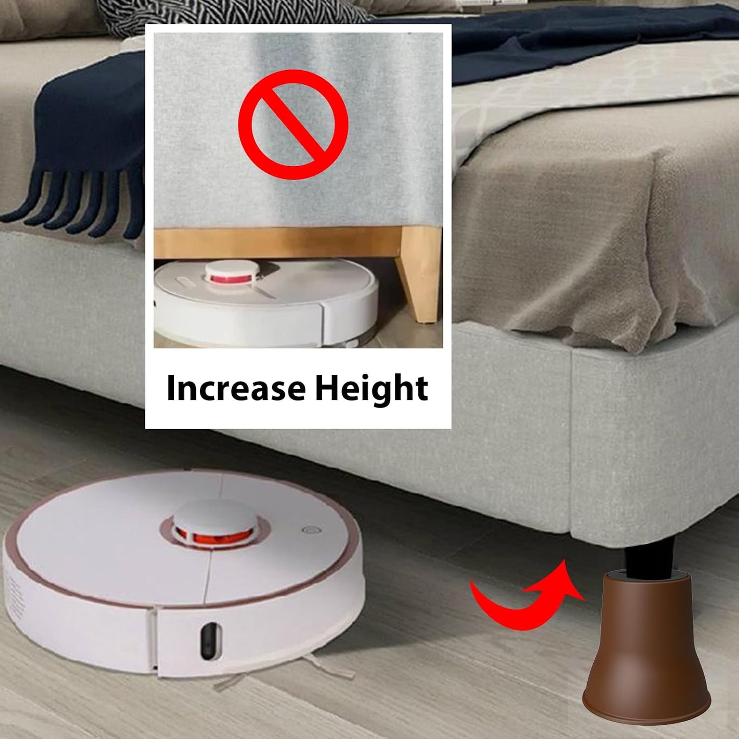 MYMULIKE 6 Pack 6 Inch Bed Risers, Heavy Duty Furniture Lifts, Brown | Lifts Up to 2200lbs, Round Couch Risers, Ideal for Heavy Duty Sofas, Couches, TV Stands, Tables, and Living Room Chairs BST202