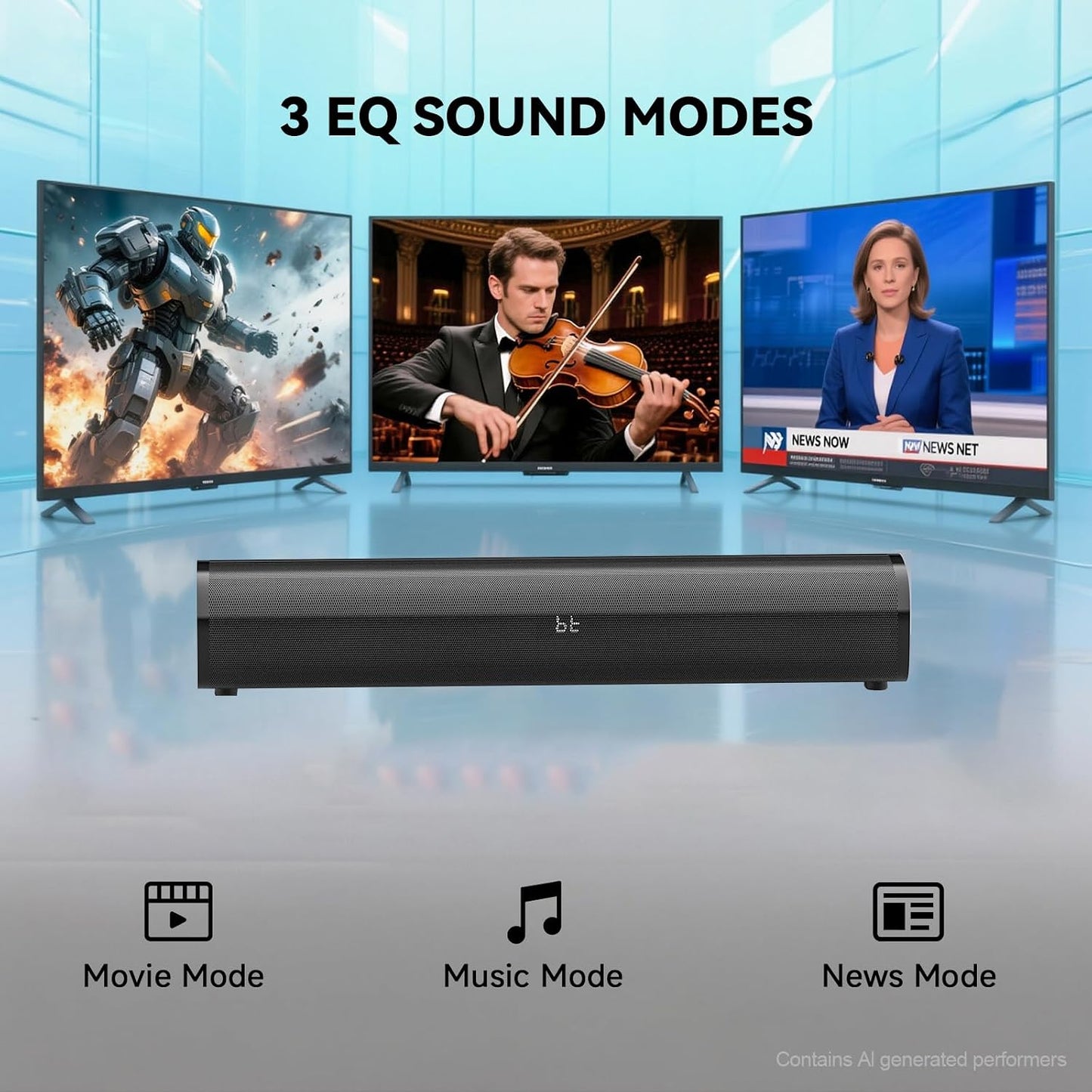 HDMI Sound Bar Smart TV, Home Theater Surround Sound Bars, TV Speakers Sounds Bar Bluetooth HDMI AUX OPT COAX USB Home Audio Surrounds Sounds System For PC Projector Game Movie/Music/News, Black DD1210