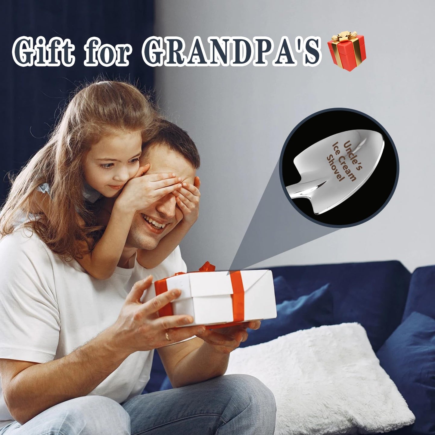 Dad Gifts - Gifts for dad from Daughter. Father Day Gifts for dad Ice Cream Spoon Scoop for Ice Cream Lovers, Father birthday Gifts Funny Engraved Stainless Steel Shovel WN420