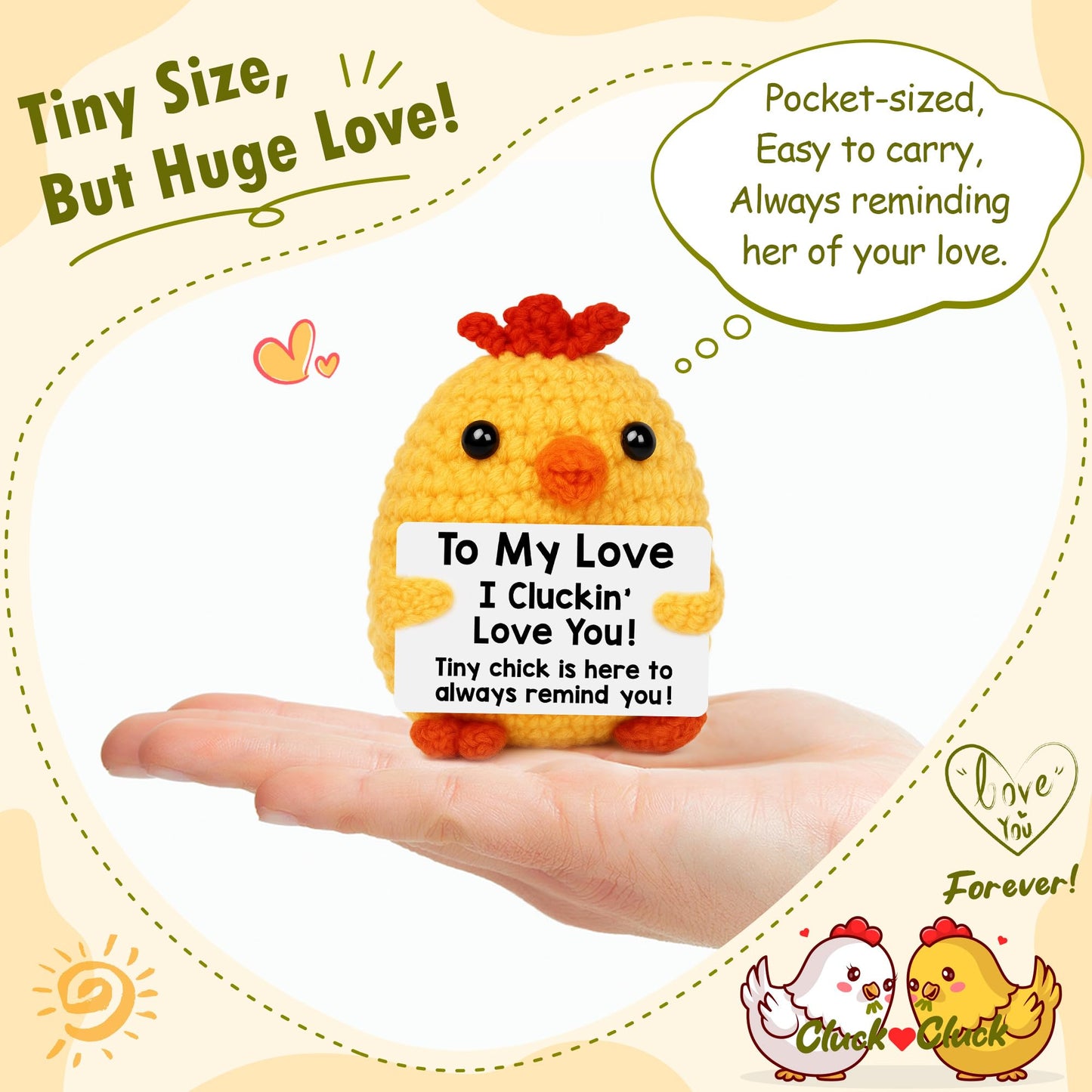 Grandma Birthday Gifts from Grandkids, New Grandma Grandmother I Love You Gift, Grandparents Day Gifts for Grandmas Grandmother Nana Gigi, Christmas Stocking Stuffers Funny Handmade Crochet Chicken BST220